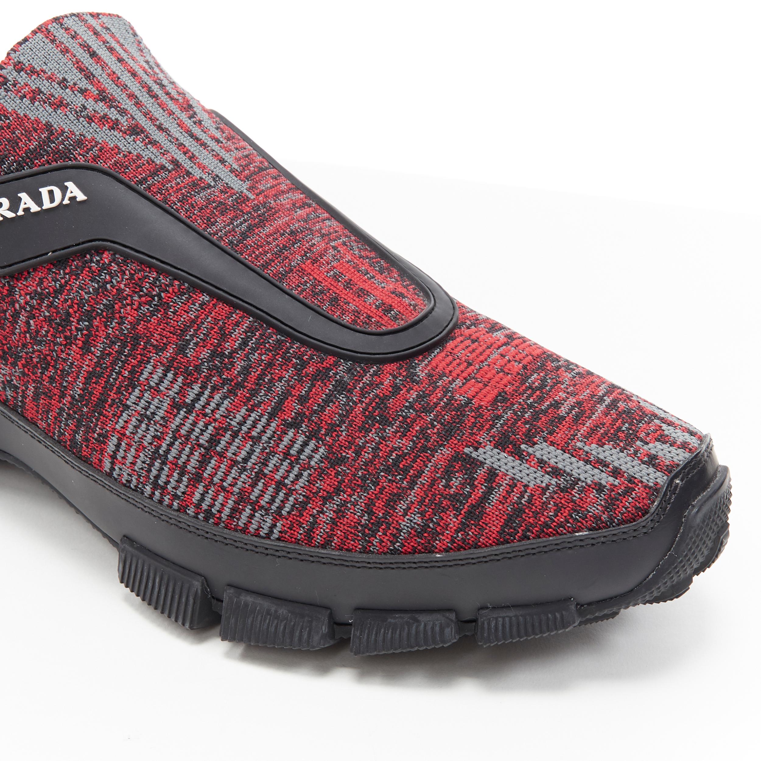 Men's new PRADA Crossection Knit Low red black sock low runner sneakers UK8 EU41