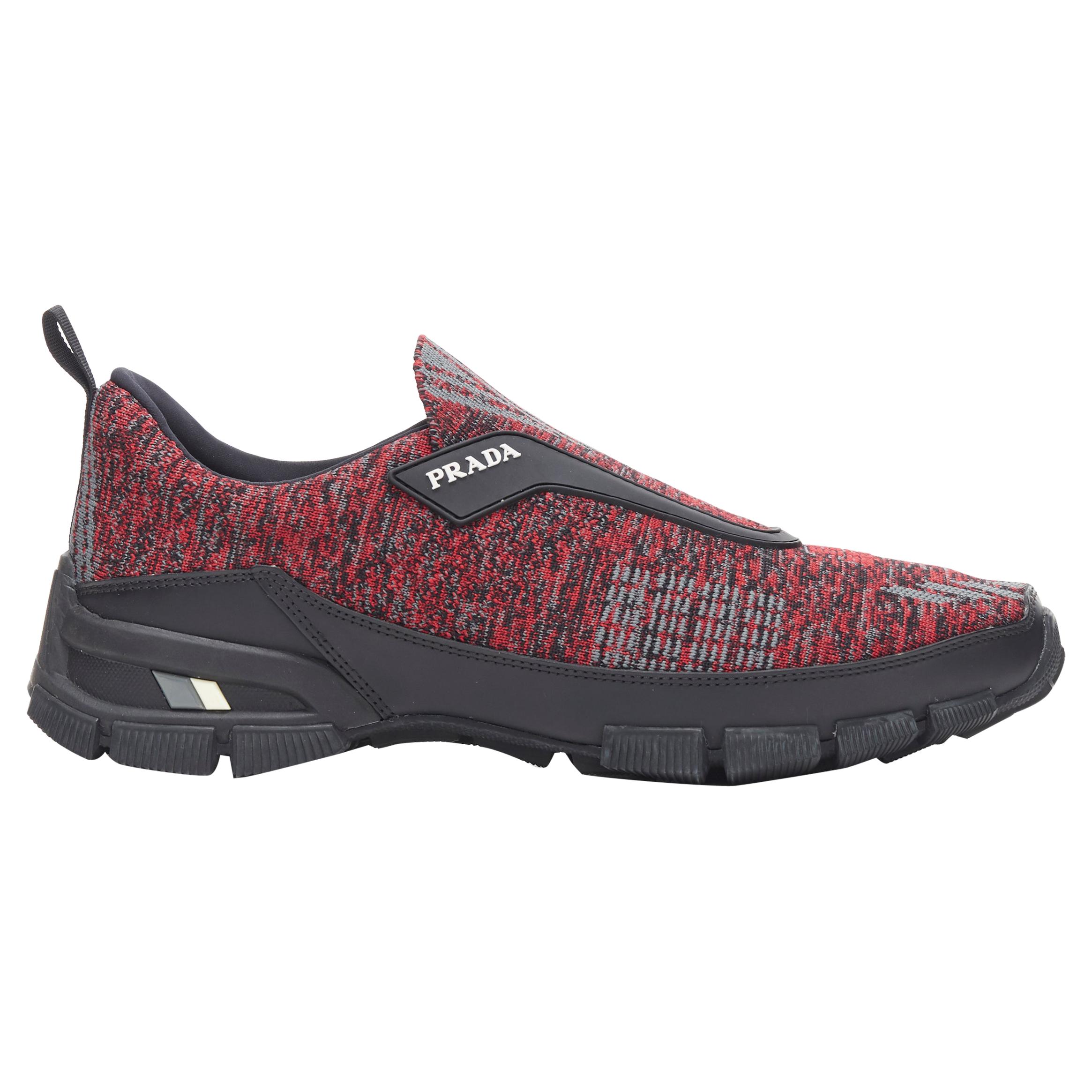 new PRADA Crossection Knit Low red black sock low runner sneakers UK8 EU41
