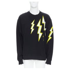 new PRADA Frankenstein 2018 yellow lightning bolt cotton crew pullover XXL