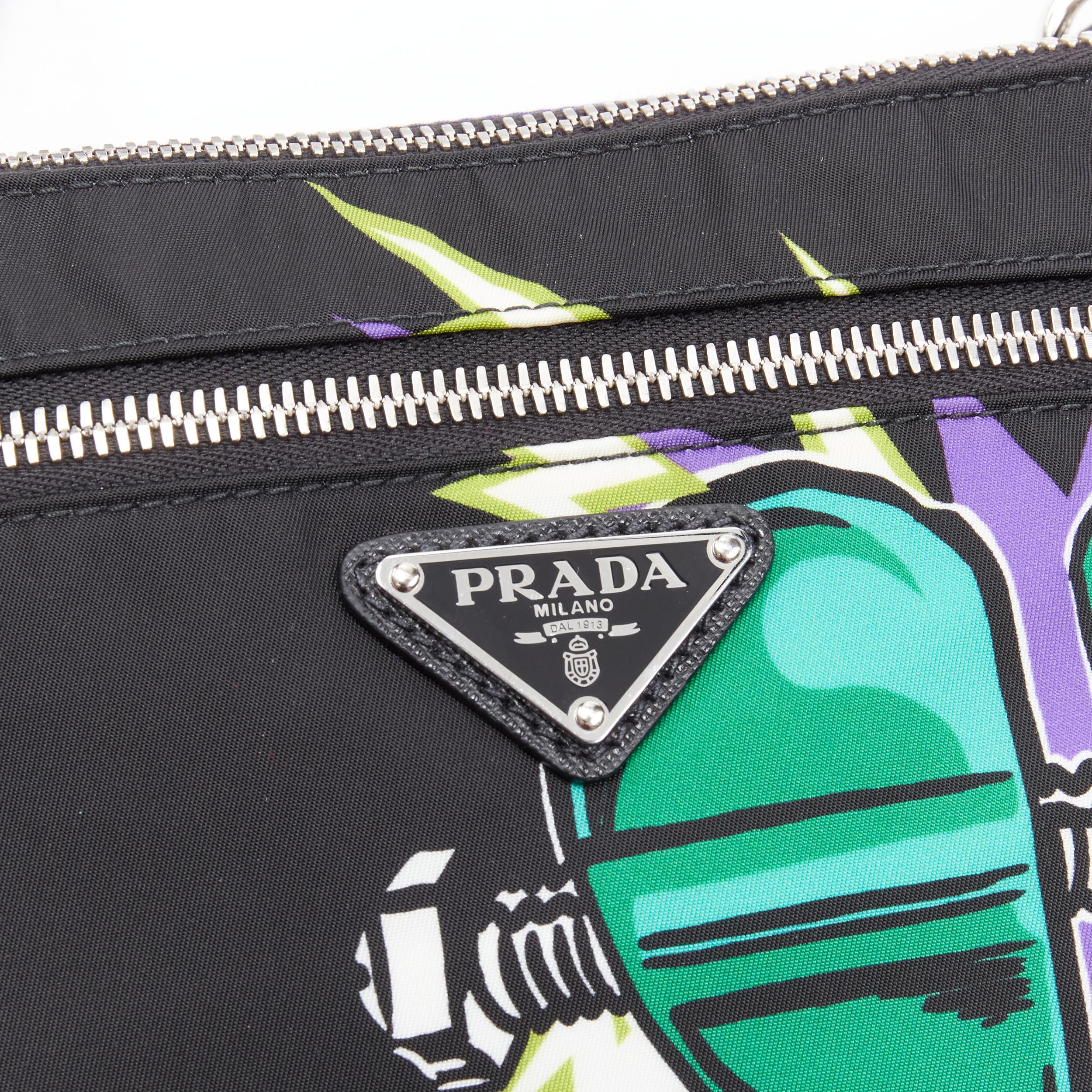 new PRADA Frankenstein Heart Tessuto black nylon logo dual pouch crossbody bag In New Condition In Hong Kong, NT