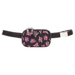 new PRADA Frankenstein pink micro heart triangle logo zip pouch bag nylon belt
