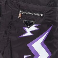 new PRADA Frankenstein Thunder Bolt black nylon  triangle logo swim shorts IT56