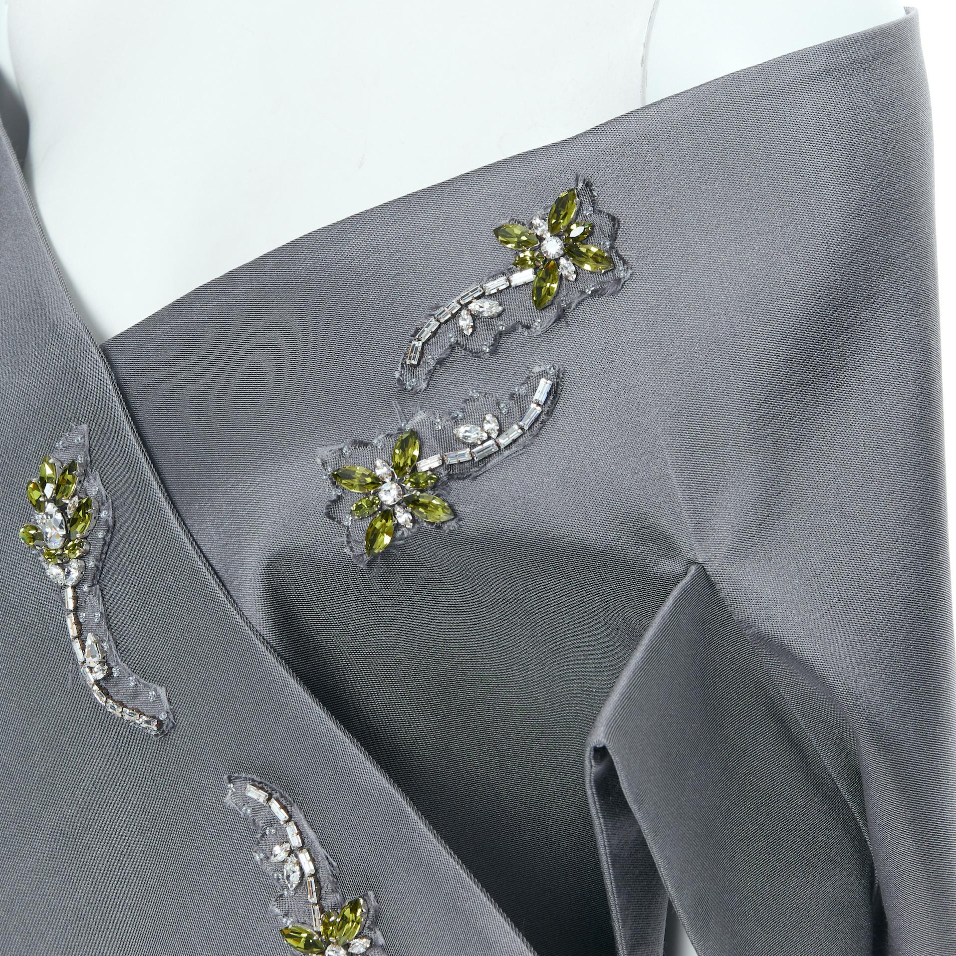 nuevo PRADA gris lana verde cristal flor kimono off hombro chal capa 3
