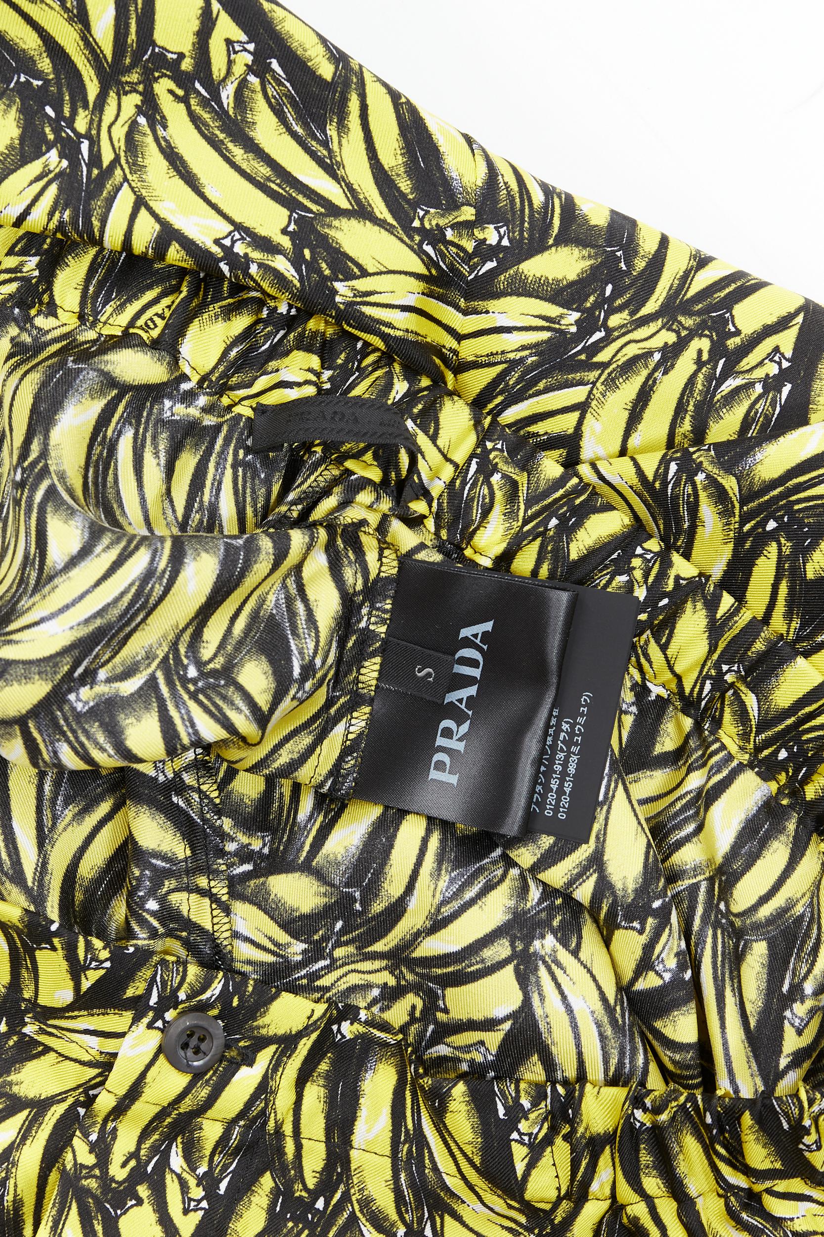 new PRADA iconic banana print 100% silk elasticated waist boxer shorts S 2