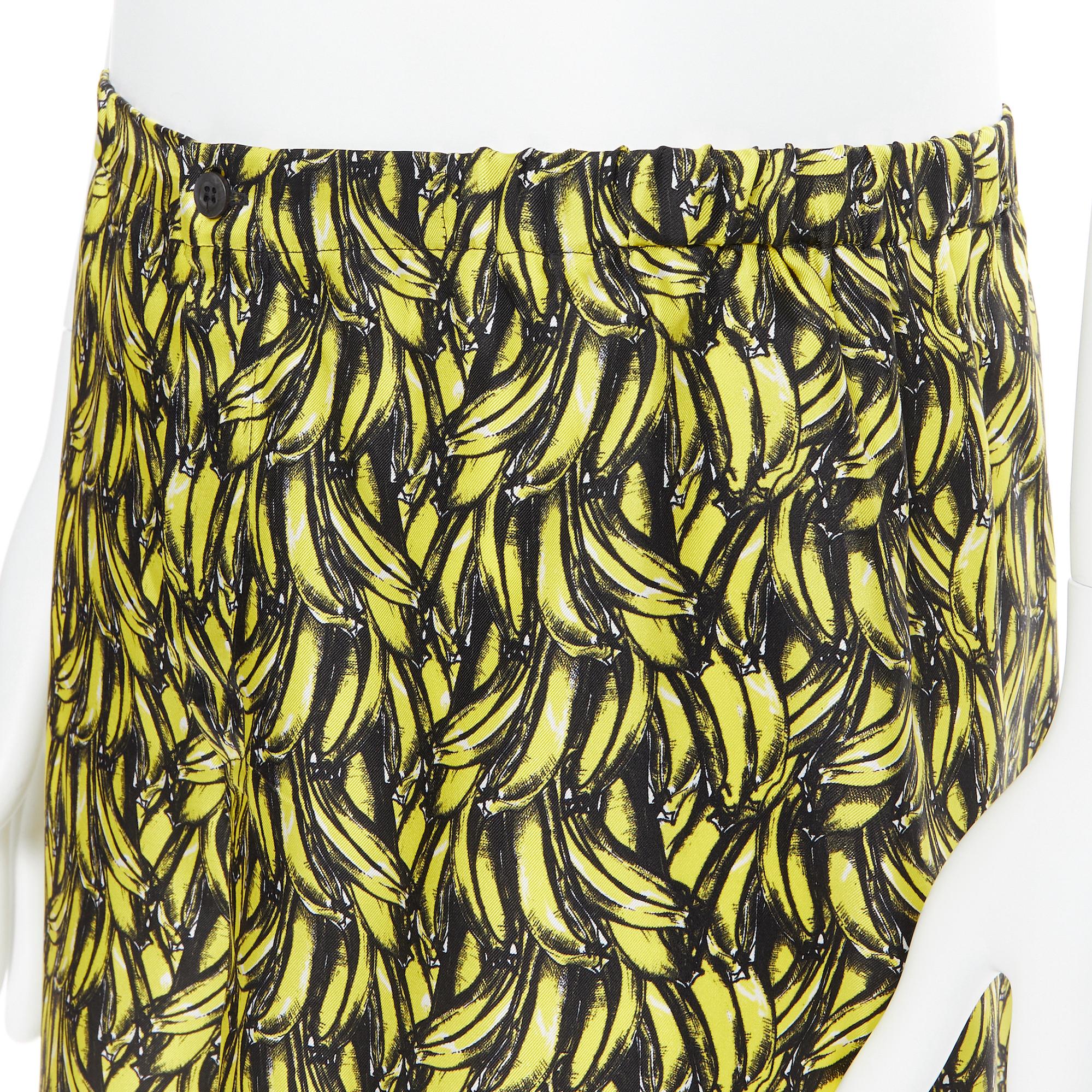 Men's new PRADA iconic banana print 100% silk elasticated waist boxer summer shorts S