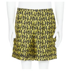 new PRADA iconic banana print 100% silk elasticated waist boxer summer shorts S