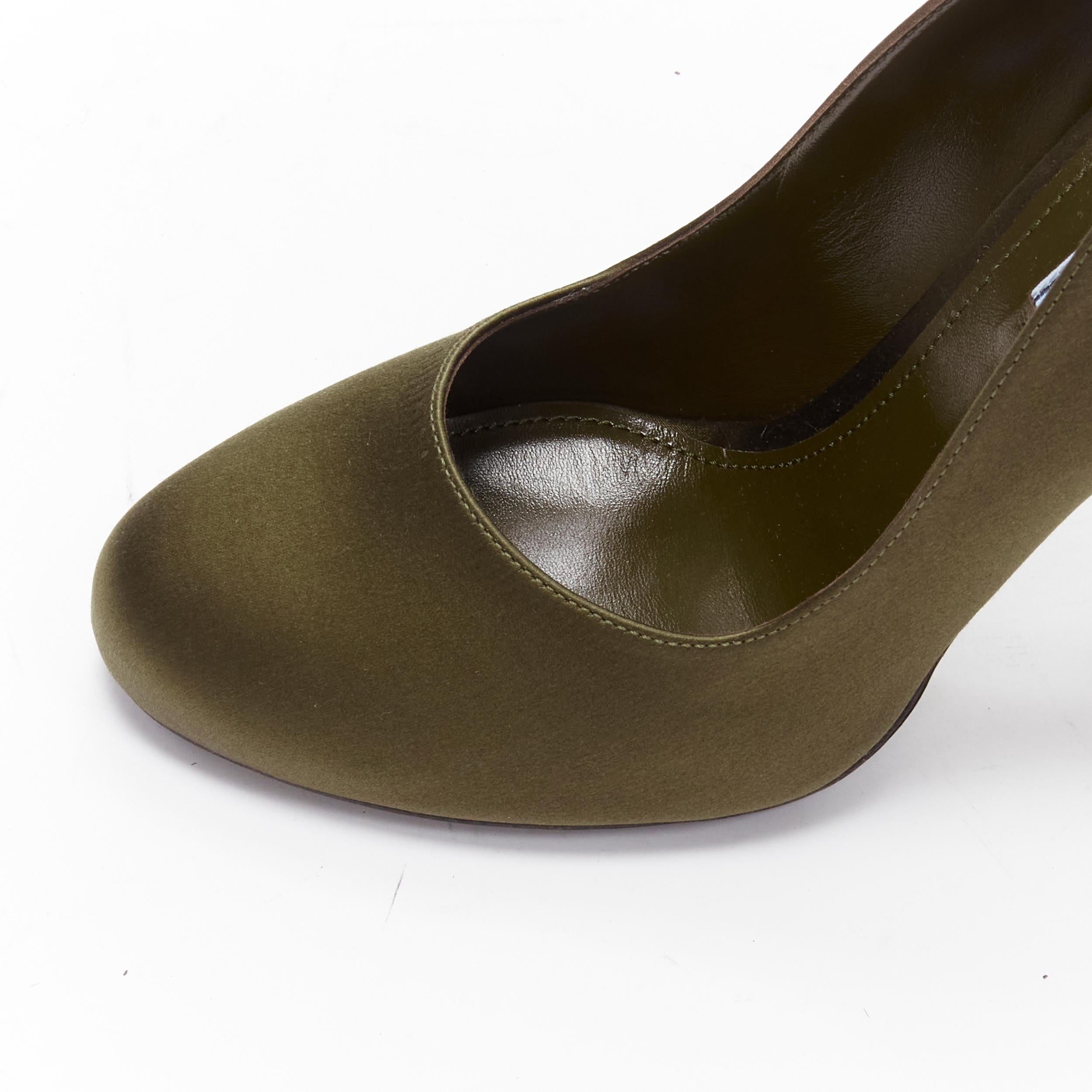 new PRADA Lightning Bolt green silk satin gold metal heel pump EU38.5 For Sale 3