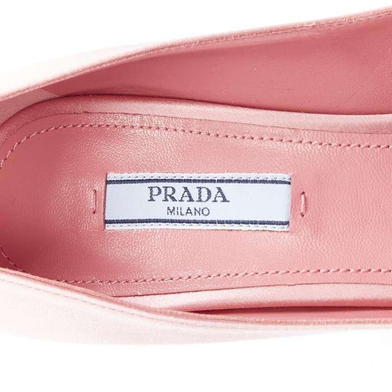 new PRADA Lightning Bolt pink silk satin silver metal heel pump EU37 For Sale 3