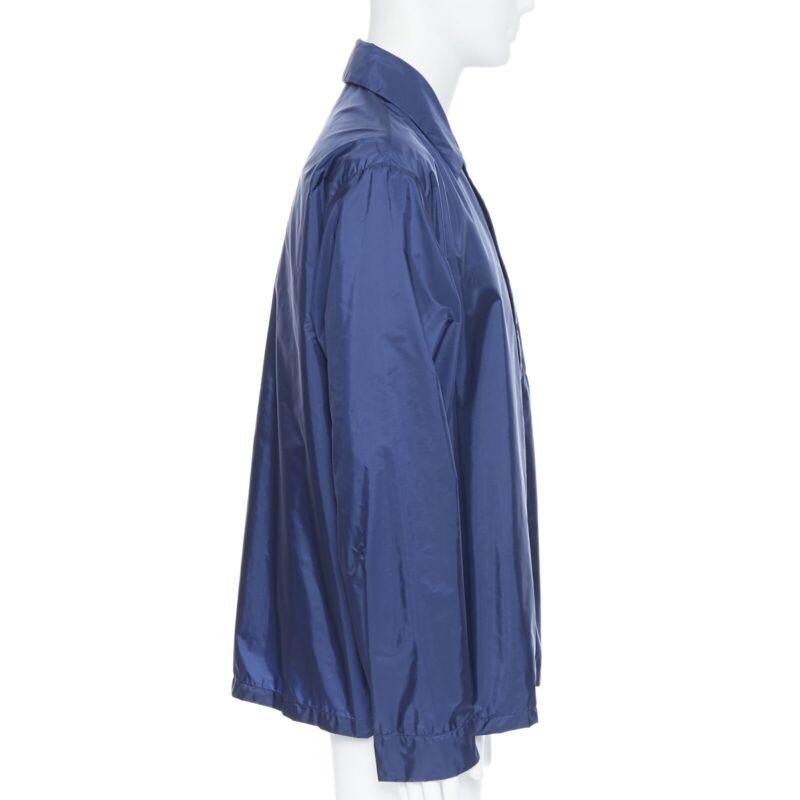 new PRADA Linea Rossa Nylon dark blue side zip light shell shirt style jacket XL In New Condition For Sale In Hong Kong, NT