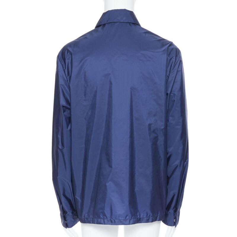 Men's new PRADA Linea Rossa Nylon dark blue side zip light shell shirt style jacket XL For Sale