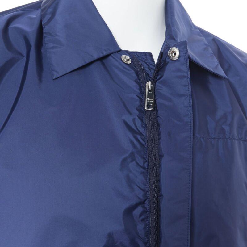 new PRADA Linea Rossa Nylon dark blue side zip light shell shirt style jacket XL For Sale 2