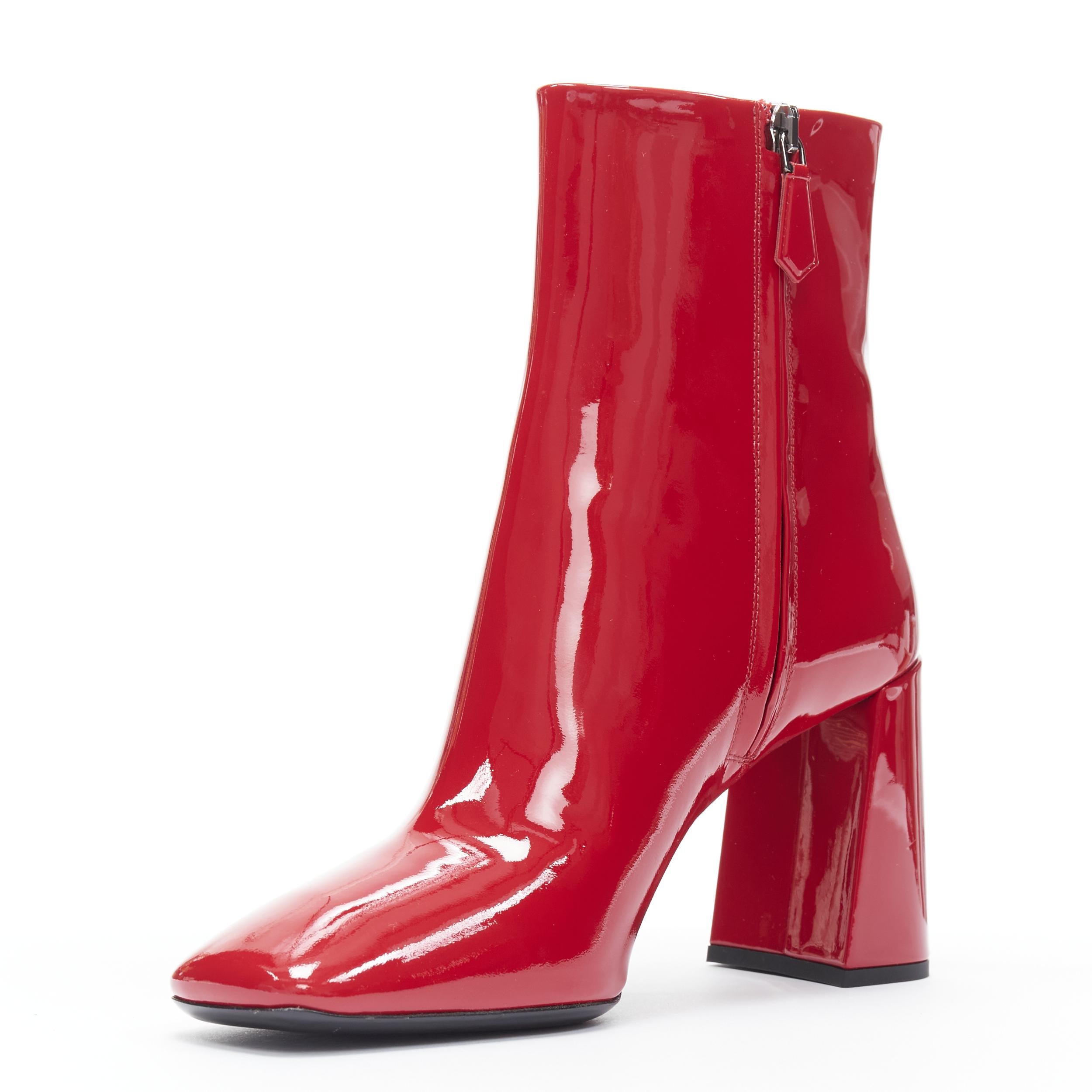 red patent ankle boots