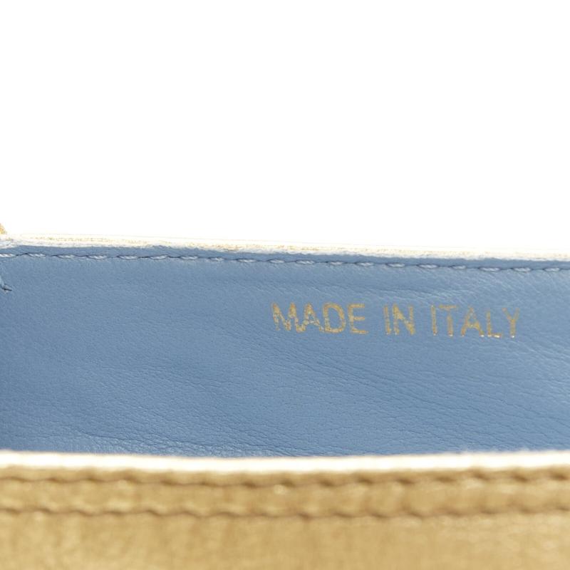 new PRADA metallic gold leather logo peep toe jute platform espadrille shoe EU38 For Sale 6