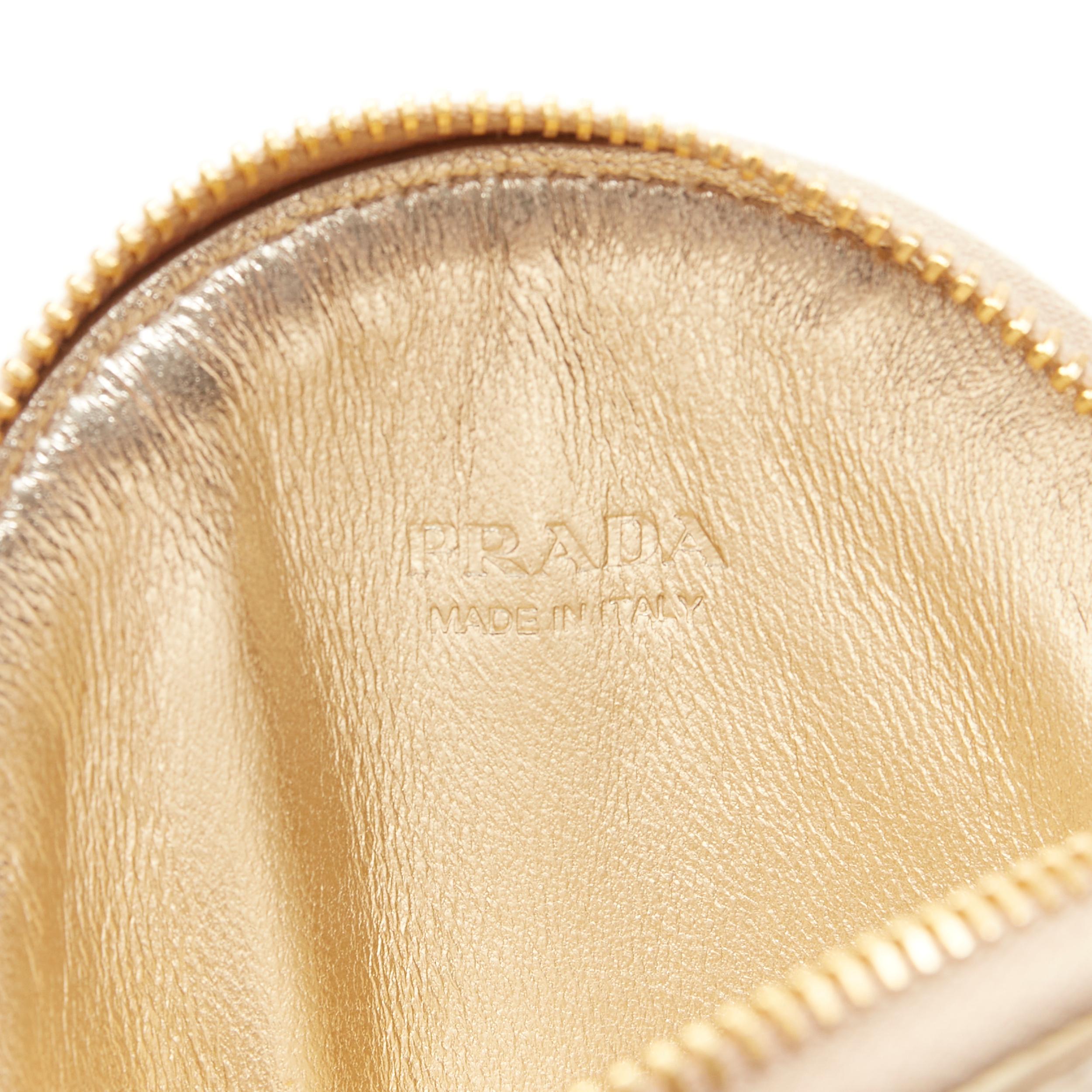 new PRADA metallic gold saffiano leather triangle logo plate crossbody pouch bag In New Condition In Hong Kong, NT