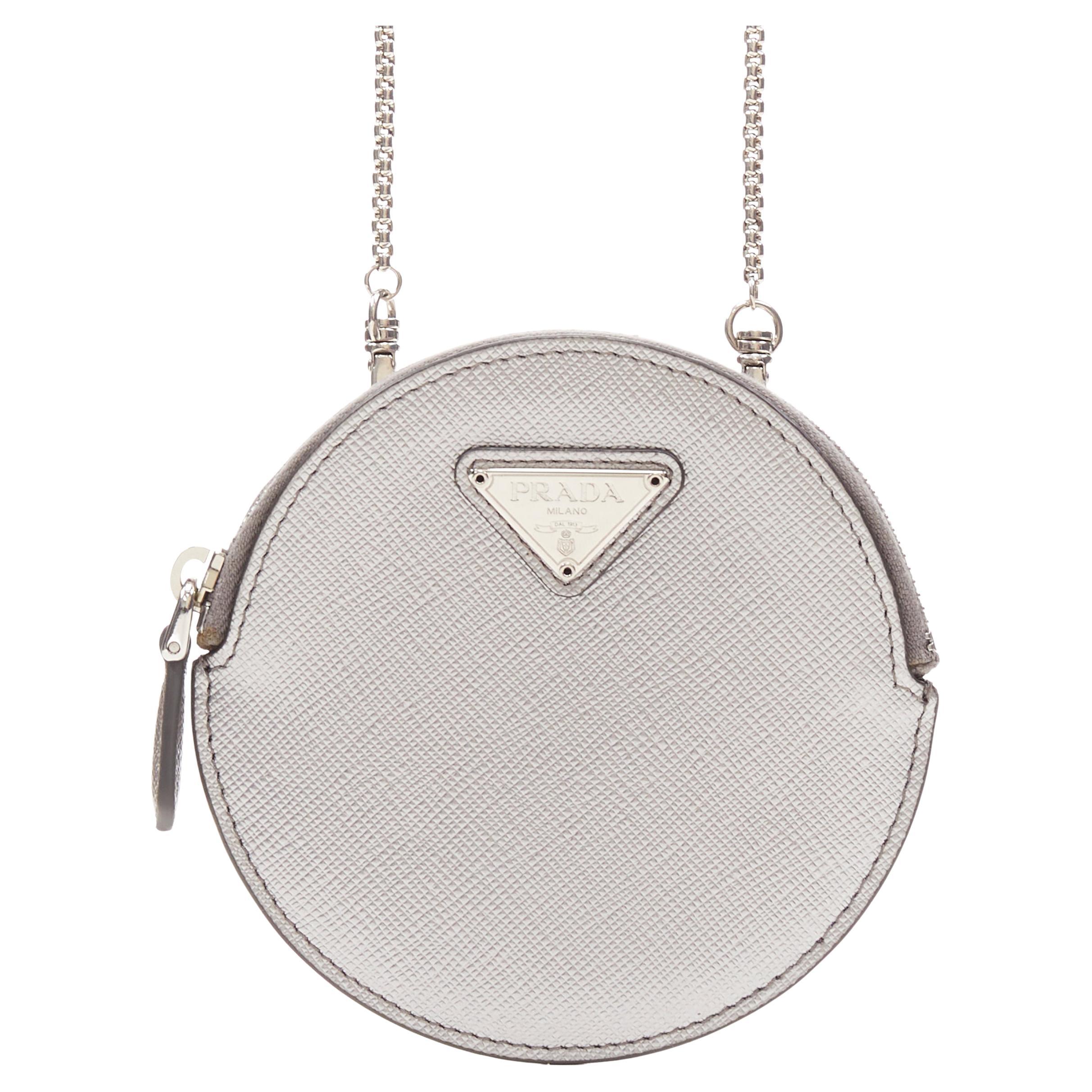 Prada Saffiano Triangle Bag White in Leather with Silver-tone - US