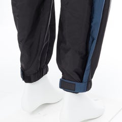 new PRADA Nylon 2018 black blue side stripe toggle gabardine track pants L