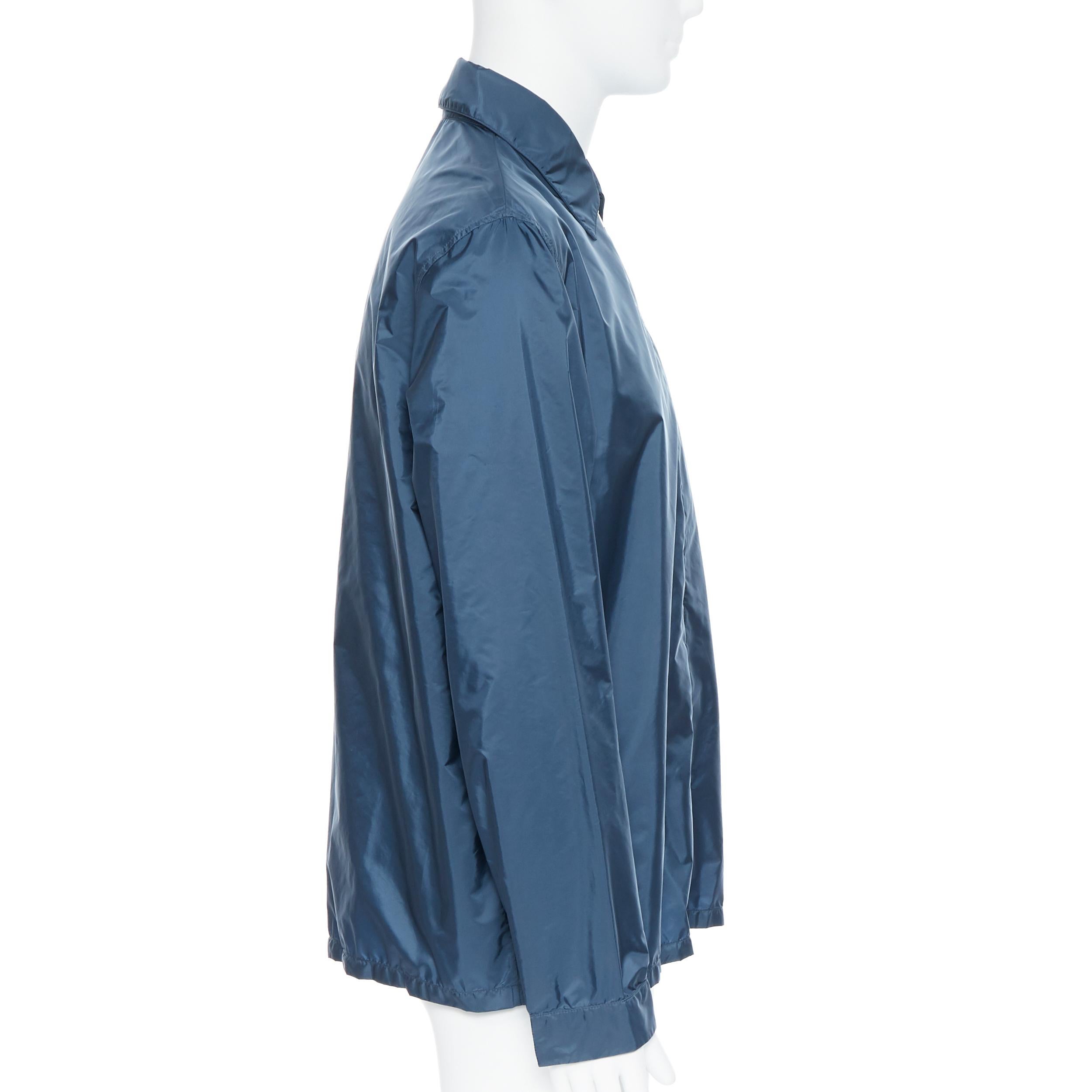 new PRADA Nylon 2018 blue sport rubber logo badge zip shirt shell jacket XL In New Condition In Hong Kong, NT