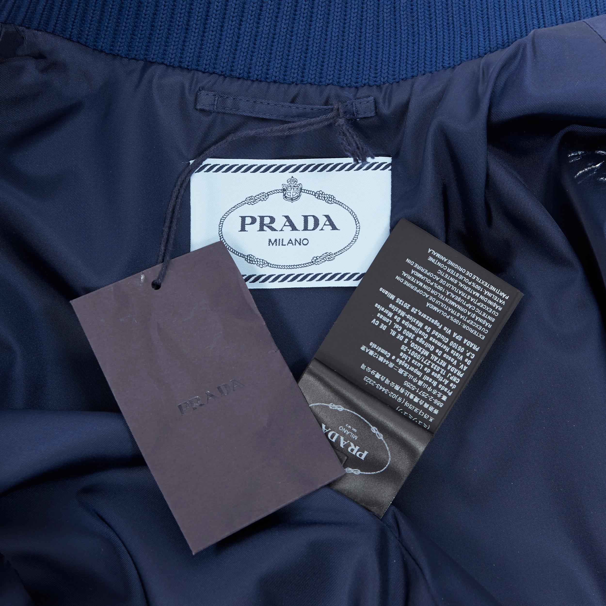 new PRADA Nylon 2018 blue triangle rubber logo zip front bomber jacket IT38 XS 4