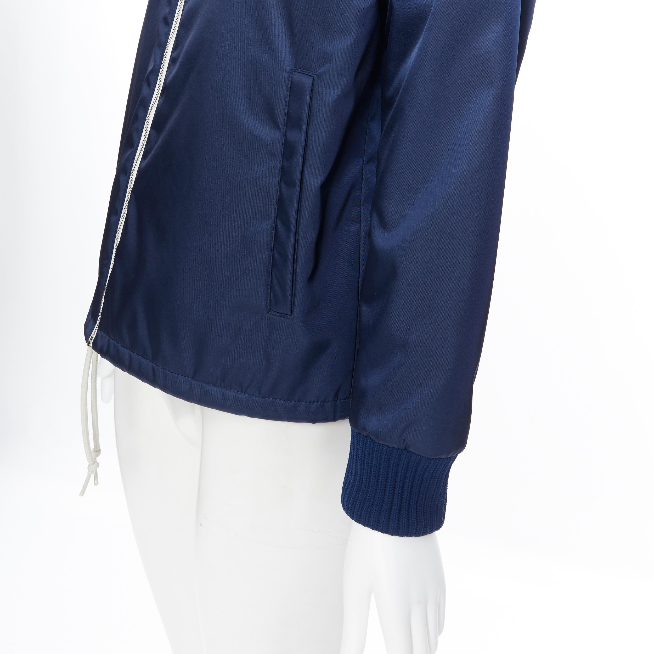 new PRADA Nylon 2018 blue triangle rubber logo zip front bomber jacket IT38 XS 3