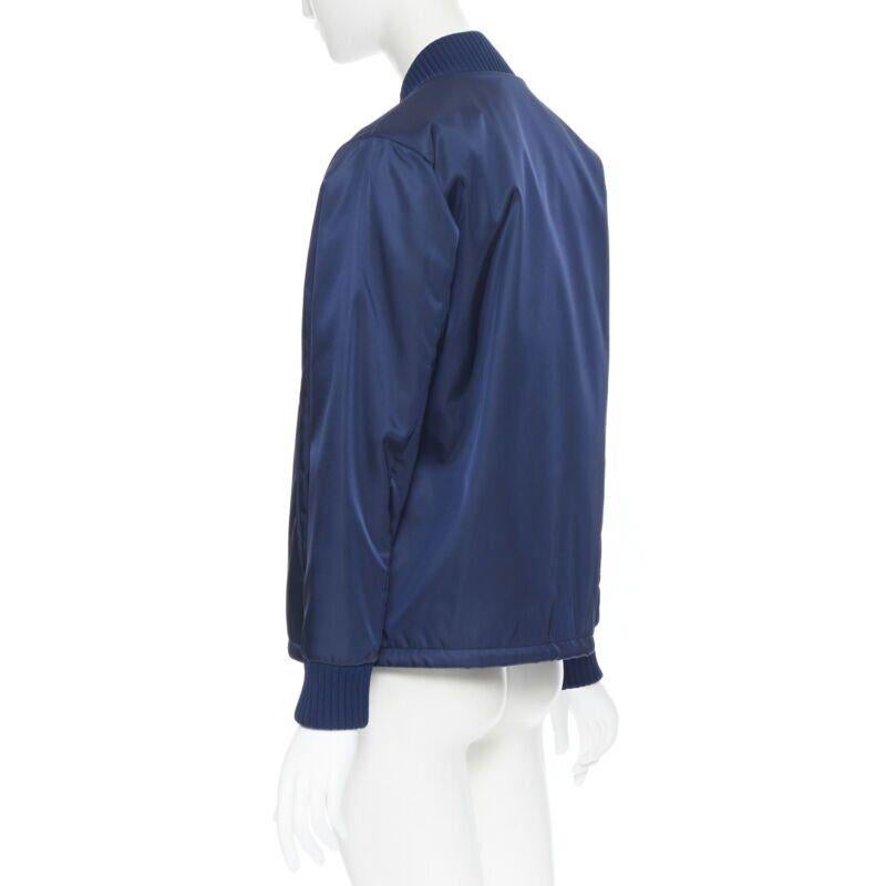 new PRADA Nylon 2018 blue triangle rubber logo zip front bomber jacket IT40 S For Sale 3