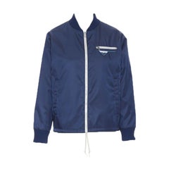 neu PRADA Nylon 2018 blau Dreieck Gummi Logo Zip Front Bomberjacke IT40 S