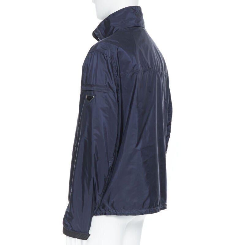 new PRADA Nylon 2018 grey enamel triangle rubber cuff zip shell jacket IT50 L For Sale 1