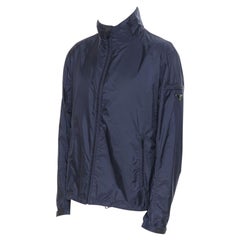 new PRADA Nylon 2018 grey enamel triangle rubber cuff zip shell jacket IT50 L