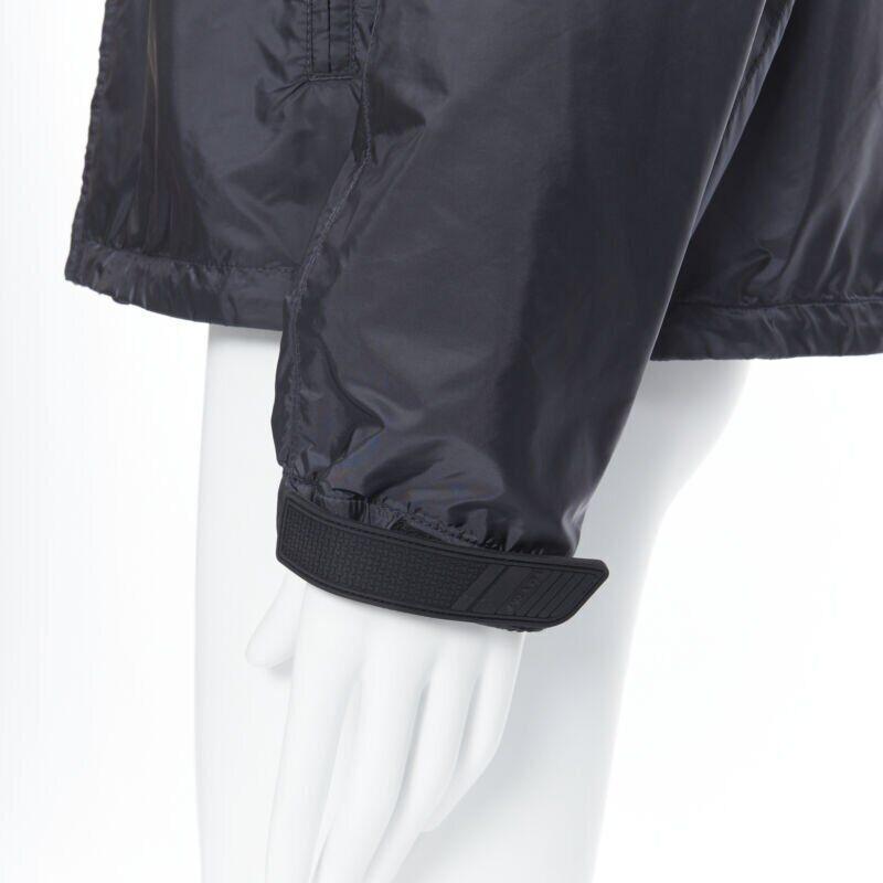 new PRADA Nylon 2018 navy enamel triangle rubber logo cuff zip shell jacket IT54 For Sale 5