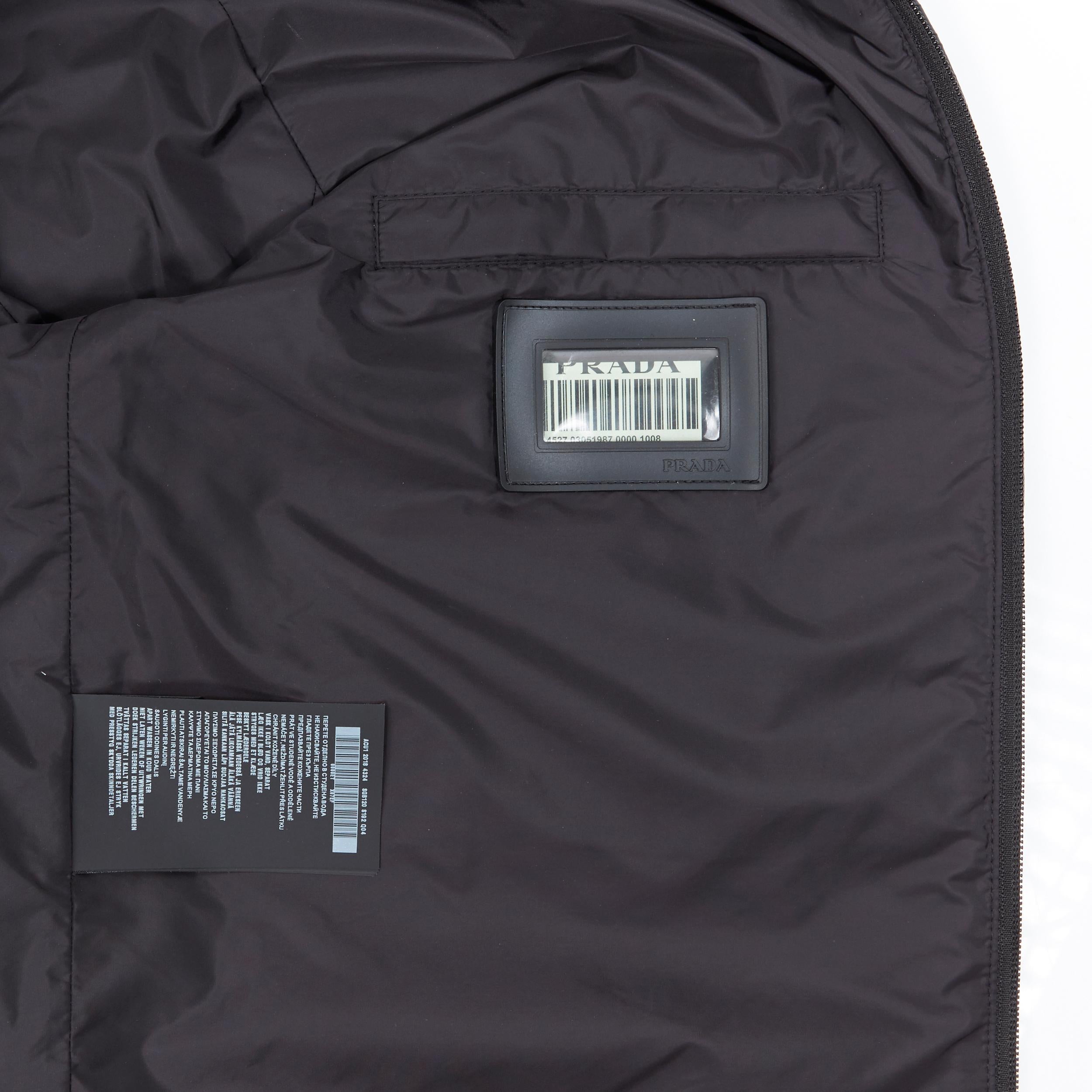 new PRADA Nylon 2018 navy enamel triangle rubber logo cuff zip shell jacket  IT54