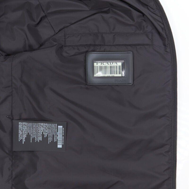 new PRADA Nylon 2018 navy enamel triangle rubber logo cuff zip shell jacket IT54 For Sale 6