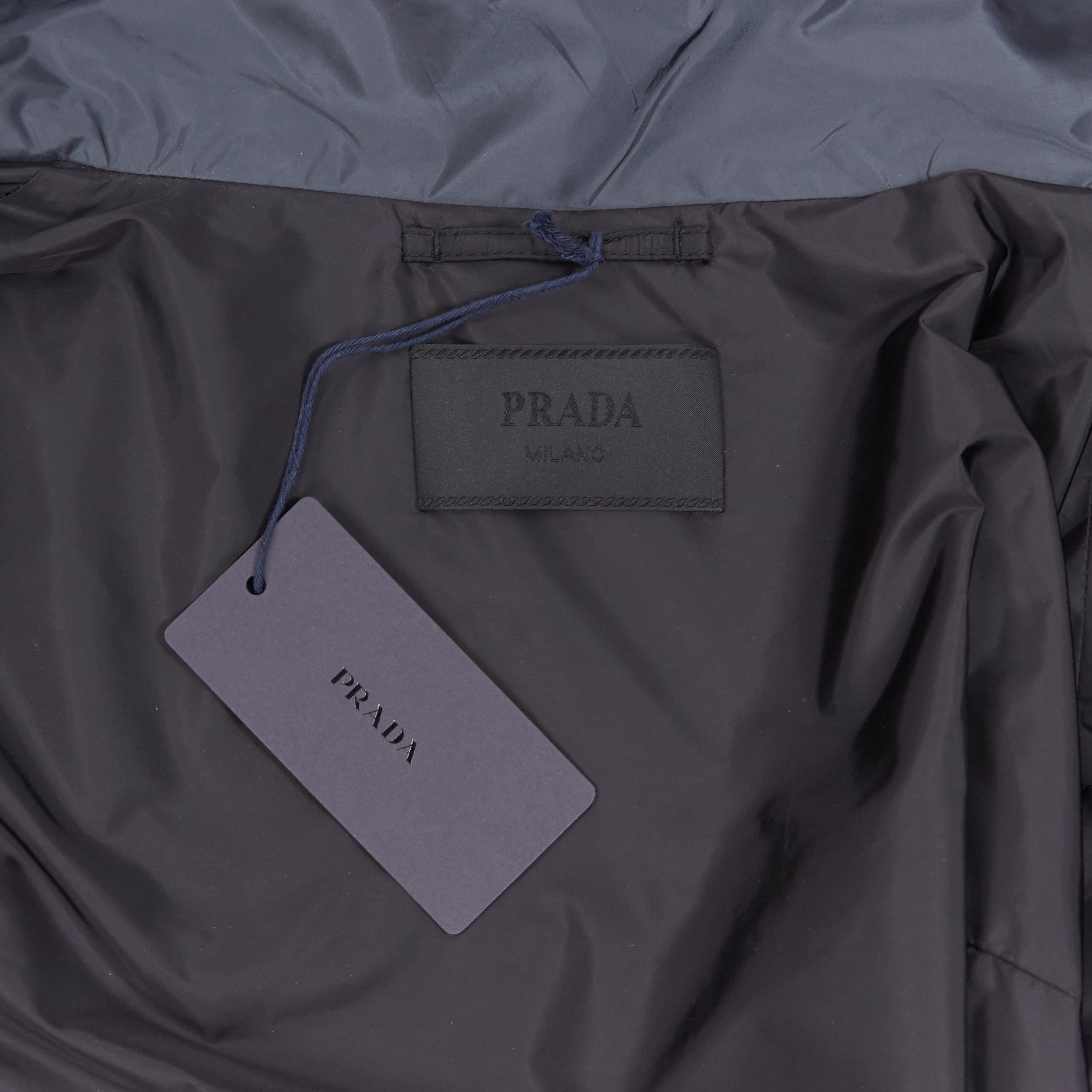 nuevo PRADA Nylon 2018 azul marino esmalte triángulo logotipo de goma puño cremallera shell chaqueta IT54 7