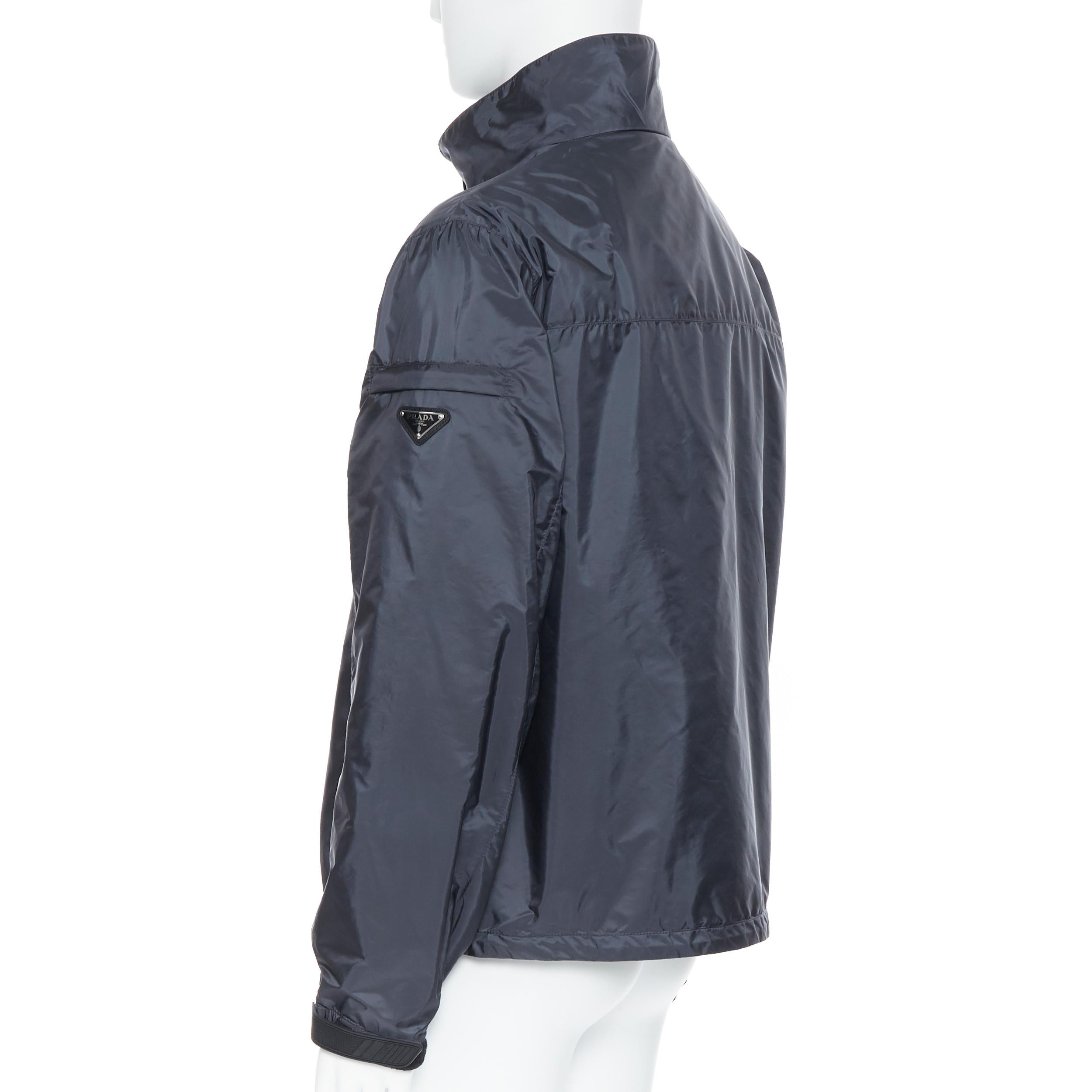 nuevo PRADA Nylon 2018 azul marino esmalte triángulo logotipo de goma puño cremallera shell chaqueta IT54 3