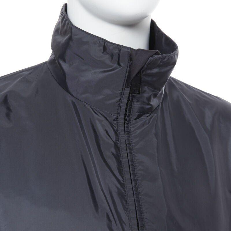 new PRADA Nylon 2018 navy enamel triangle rubber logo cuff zip shell jacket IT54 For Sale 4