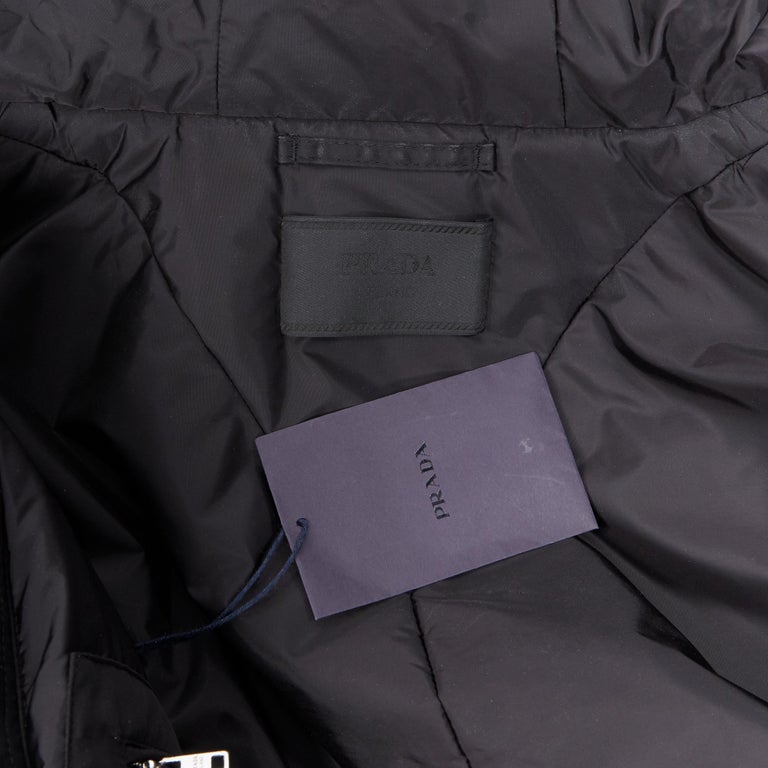 new PRADA Nylon 2019 black triangle logo oversized padded jacket XXL Kanye  For Sale at 1stDibs