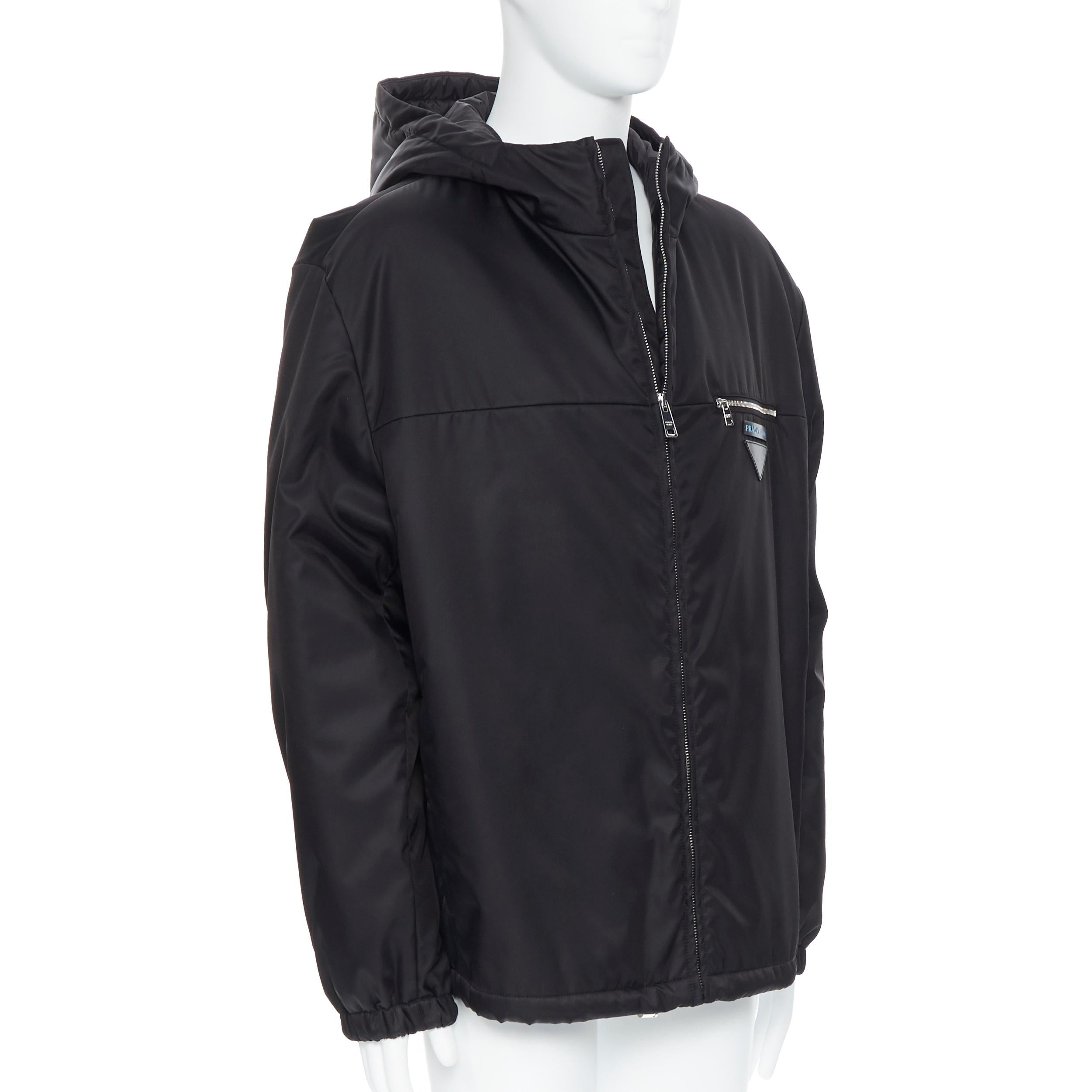 nuevo PRADA Nylon 2019 negro triángulo logo oversize chaqueta acolchada XXL Kanye Negro