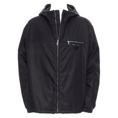 nuevo PRADA Nylon 2019 negro triángulo logo oversize chaqueta acolchada XXL Kanye