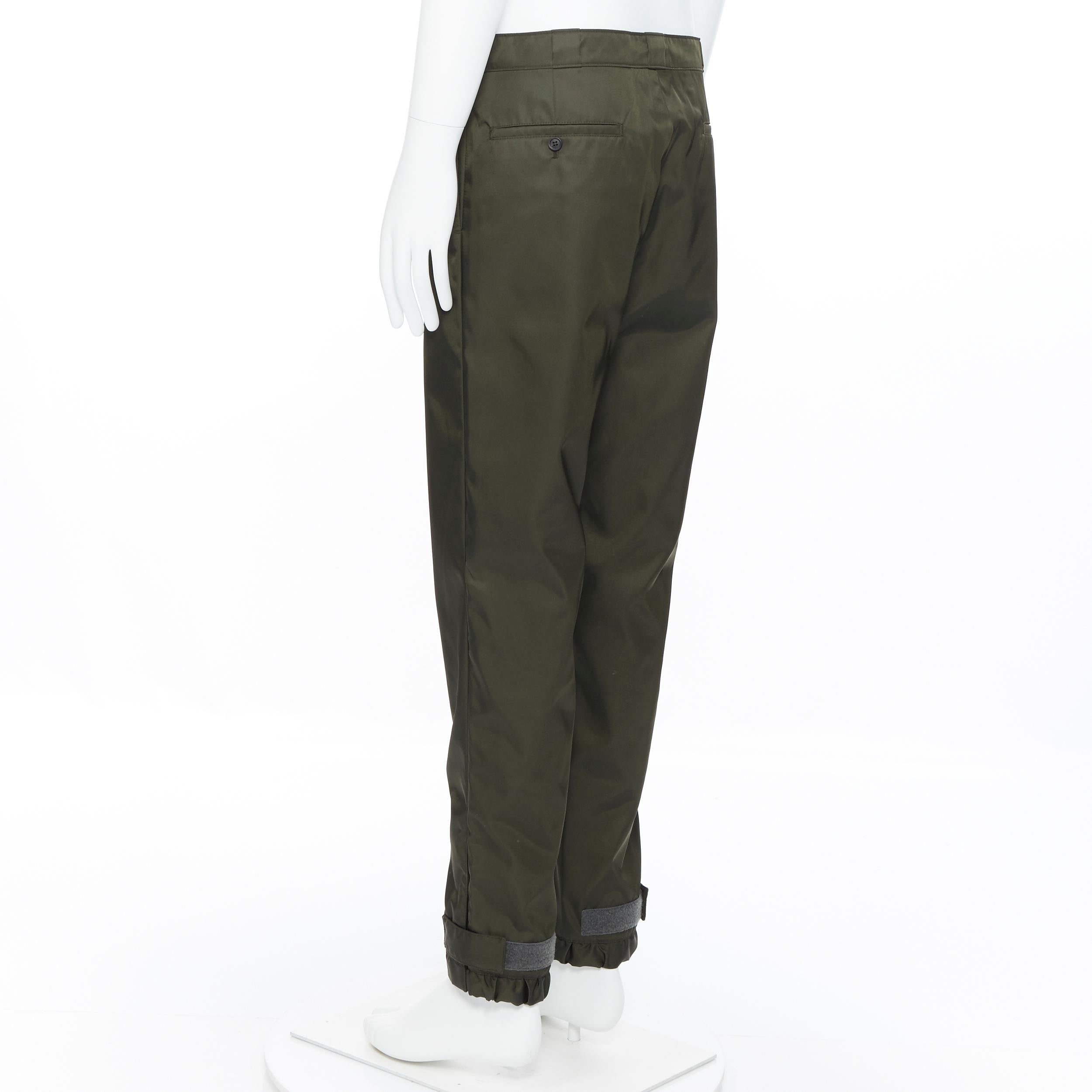 new PRADA Nylon 2019 green triangle enamel logo gabardine track pants IT54 XXL 1