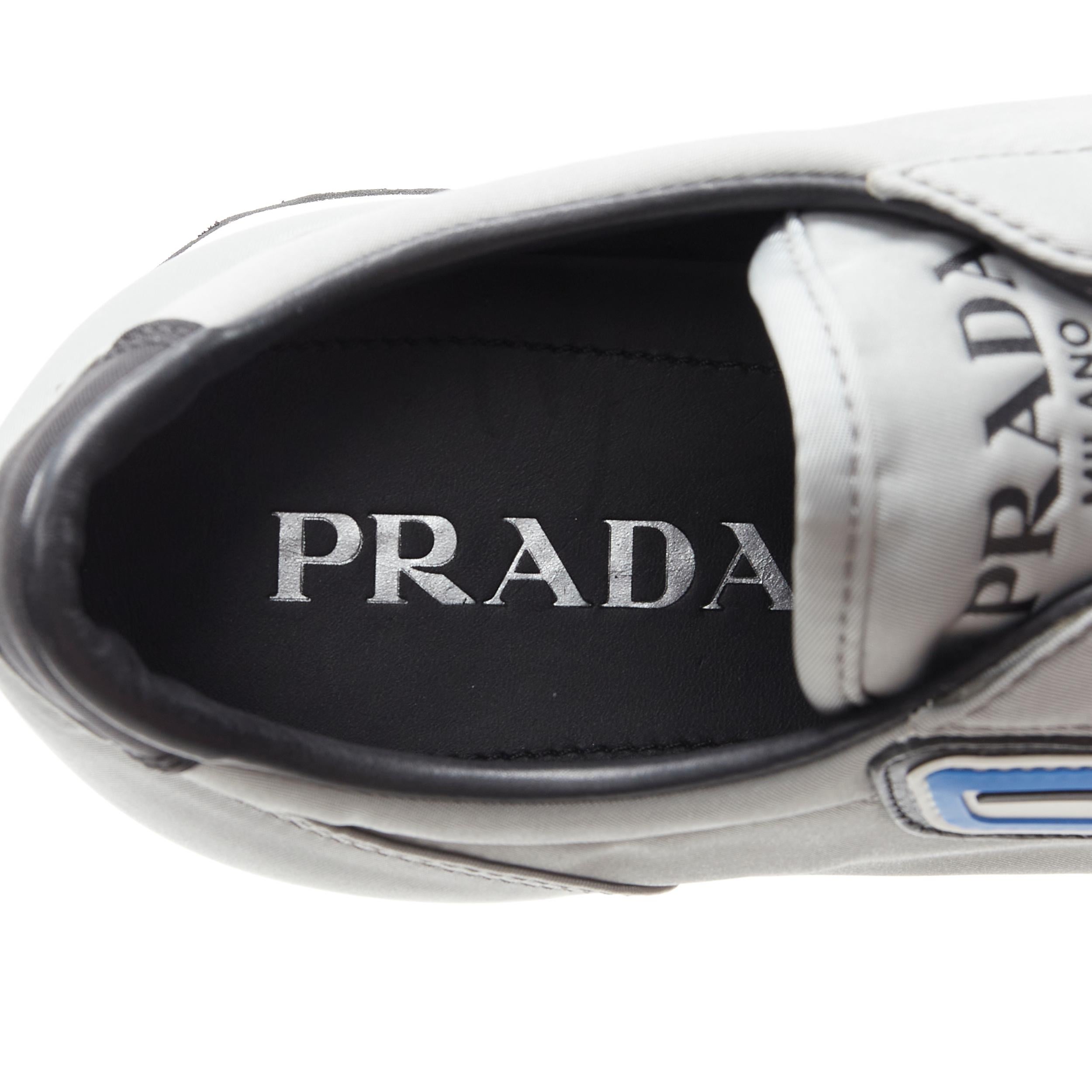new PRADA Nylon Gabardine sport logo light grey low top runner sneaker UK8 EU42 2