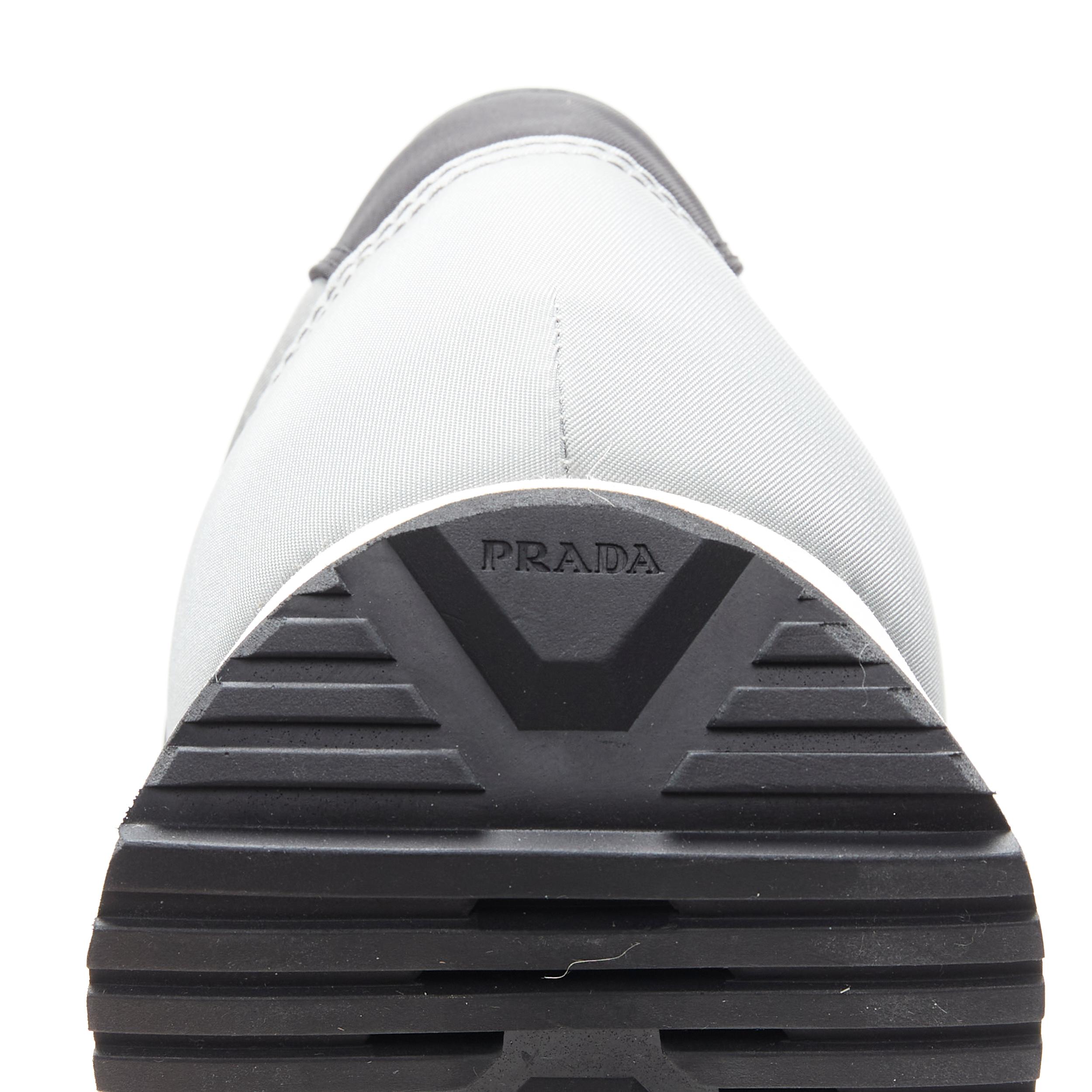 new PRADA Nylon Gabardine sport logo light grey low top runner sneaker UK8 EU42 3