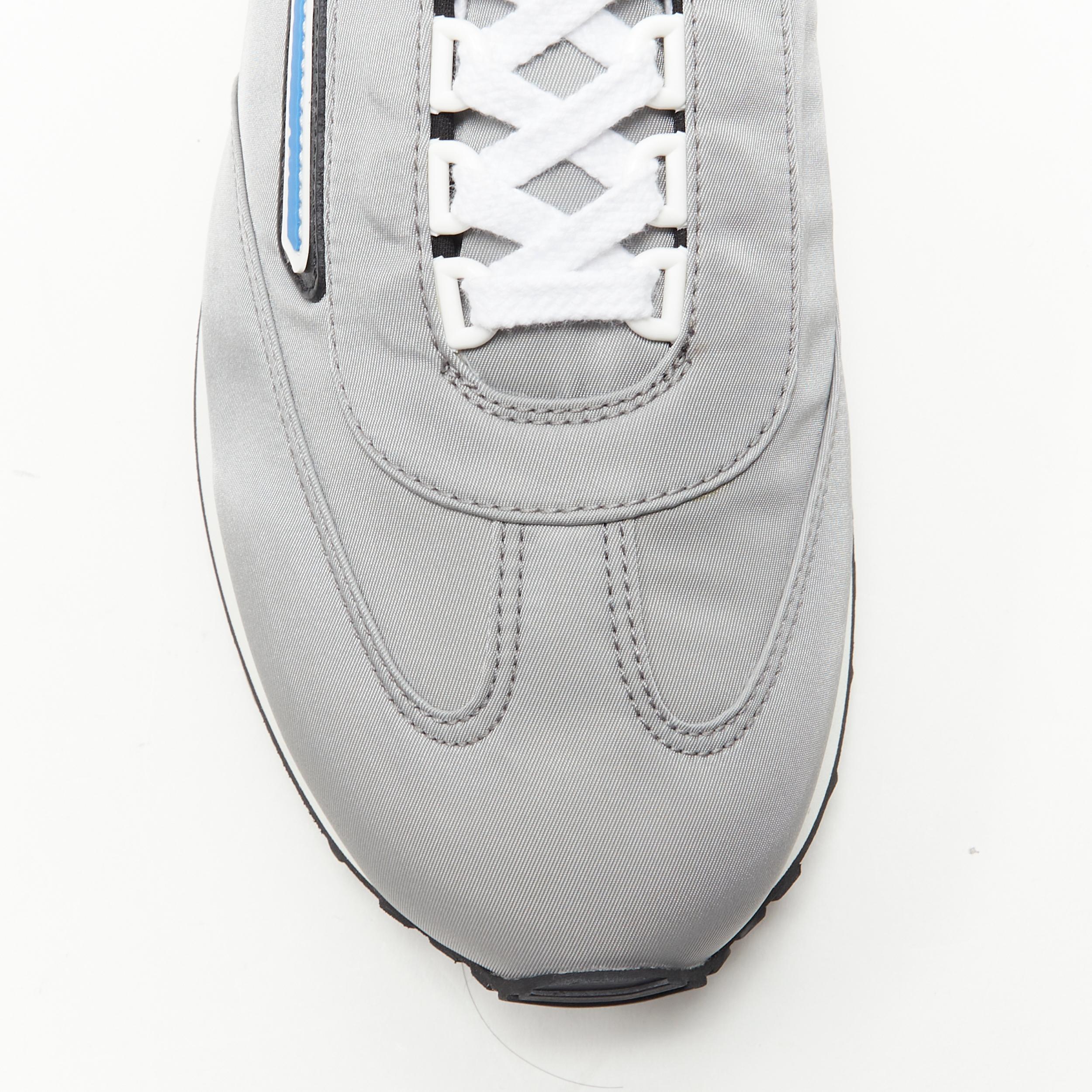 Gray new PRADA Nylon Gabardine sport logo light grey low top runner sneaker UK8 EU42