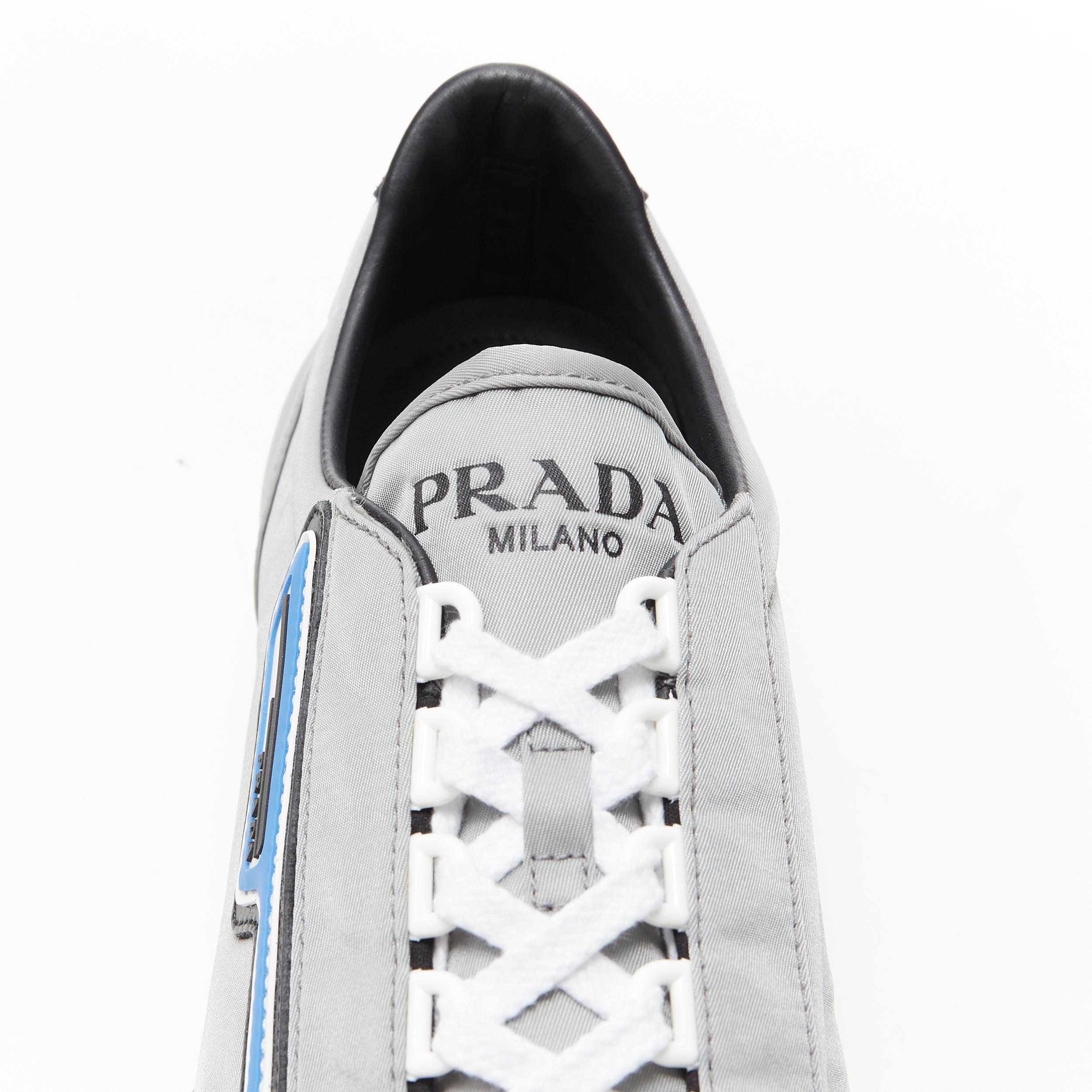 new PRADA Nylon Gabardine sport logo light grey low top runner sneaker UK8 EU42 1