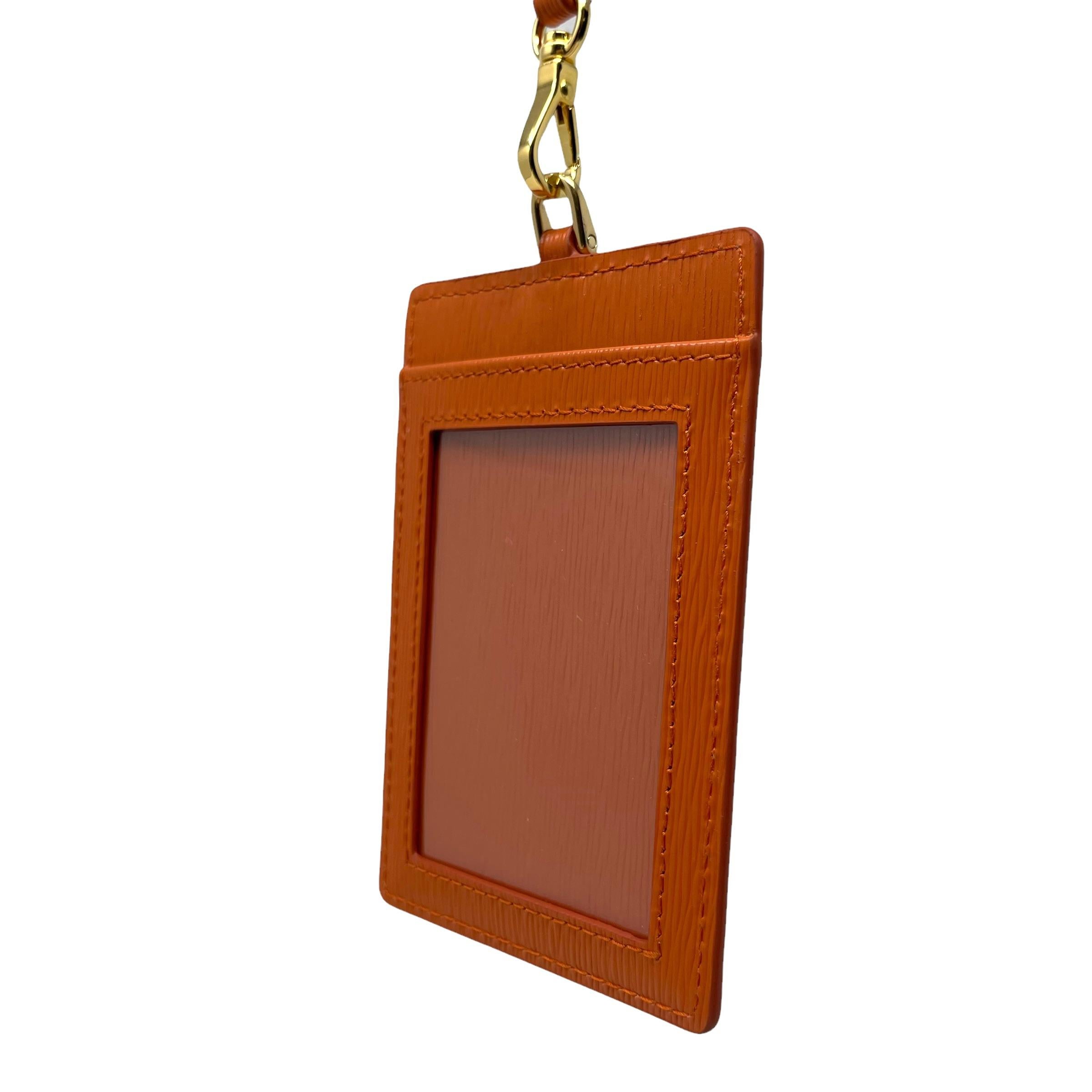 Women's or Men's NEW Prada Orange Saffiano Leather Lanyard Wallet Card Case Bag For Sale