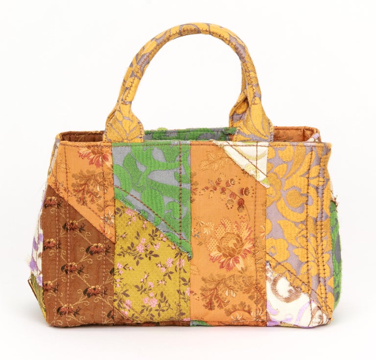 New Prada Patchwork Floral Handbag With strap at 1stDibs