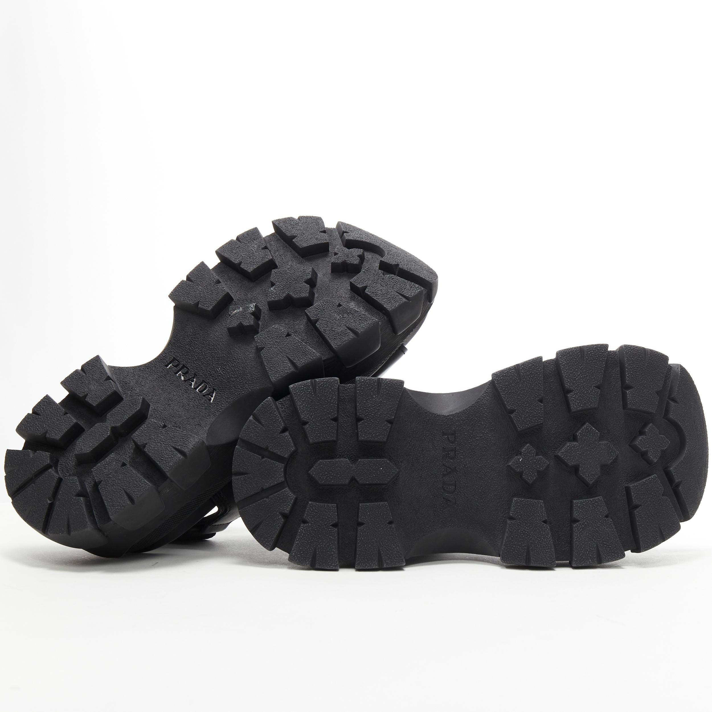 Black new PRADA Pegusus Monolith Thunder black leather chunky platform dad sandal EU36