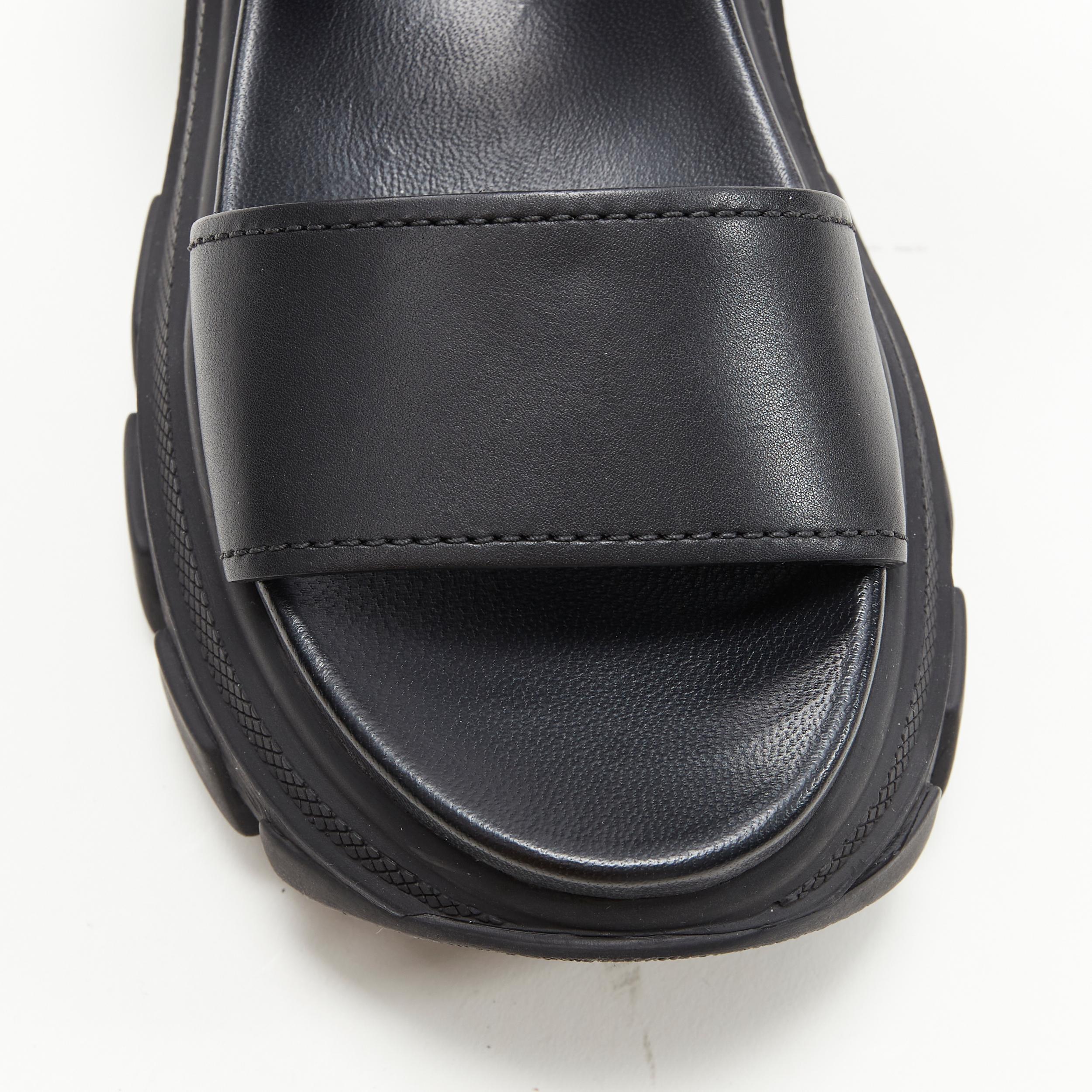 new Prada Pegusus Monolith Thunder sandalo in pelle nera con plateau e tacco EU39 2