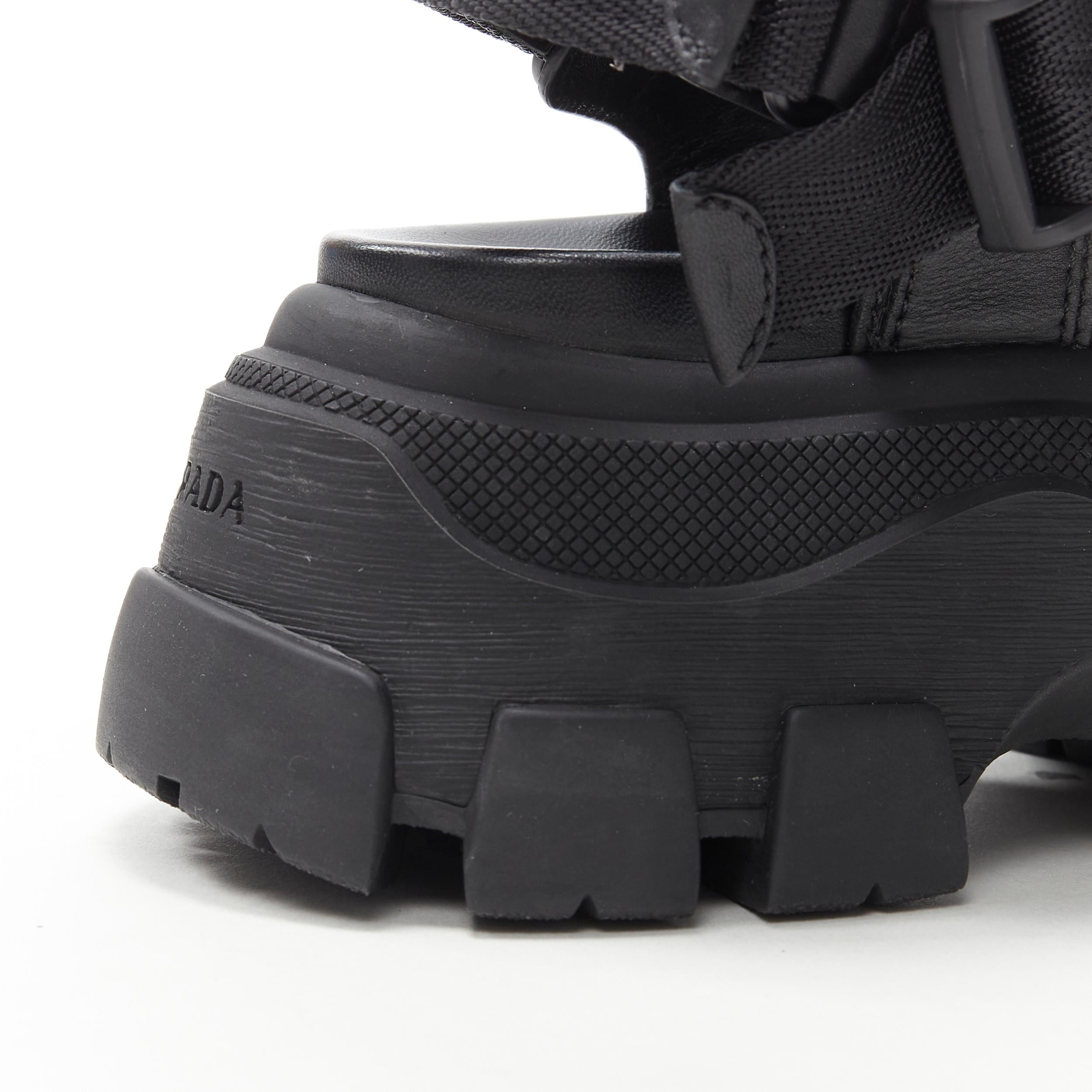 new Prada Pegusus Monolith Thunder sandalo in pelle nera con plateau e tacco EU39 3