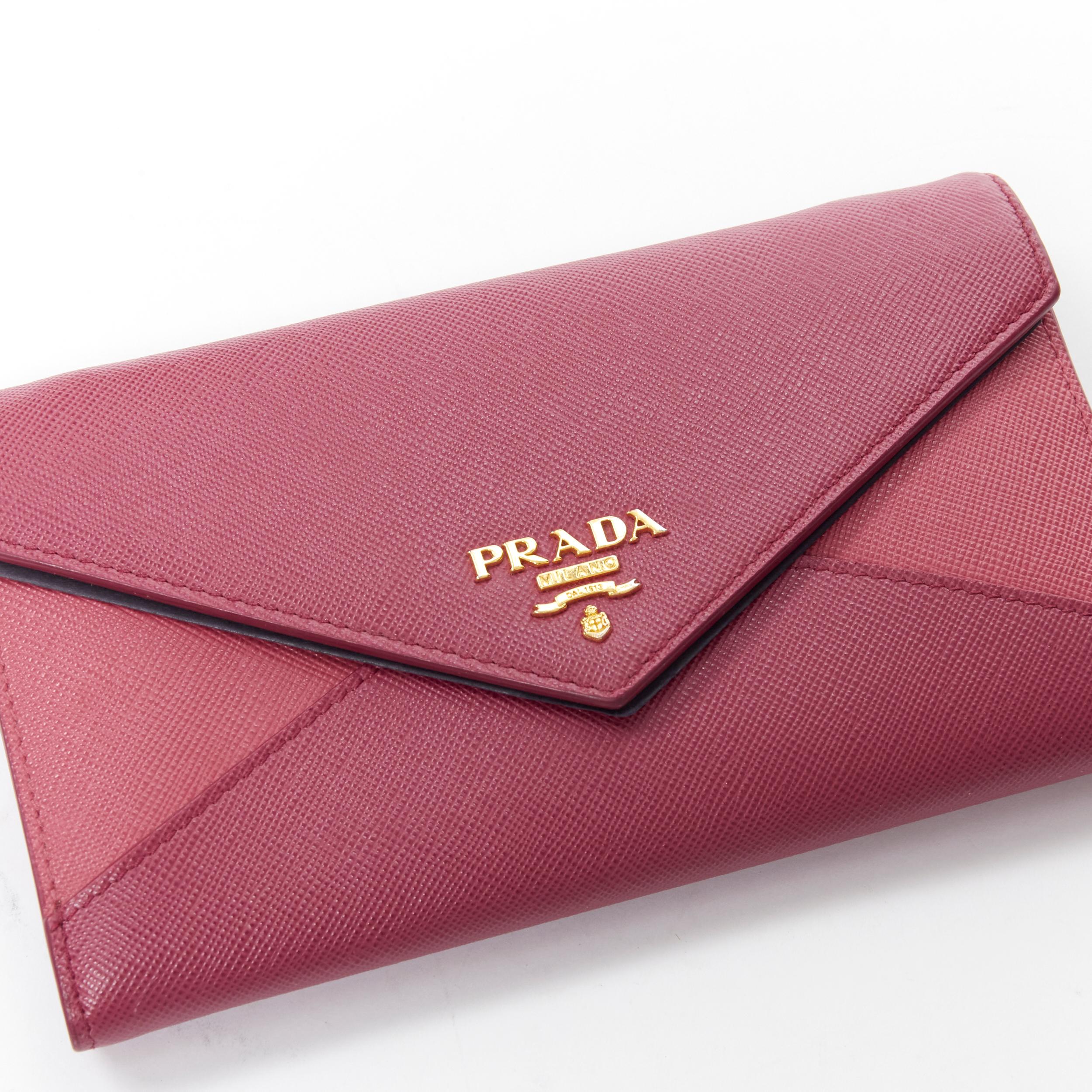 Pink new PRADA pink diamond envelop gold logo wallet on chain crossbody clutch bag