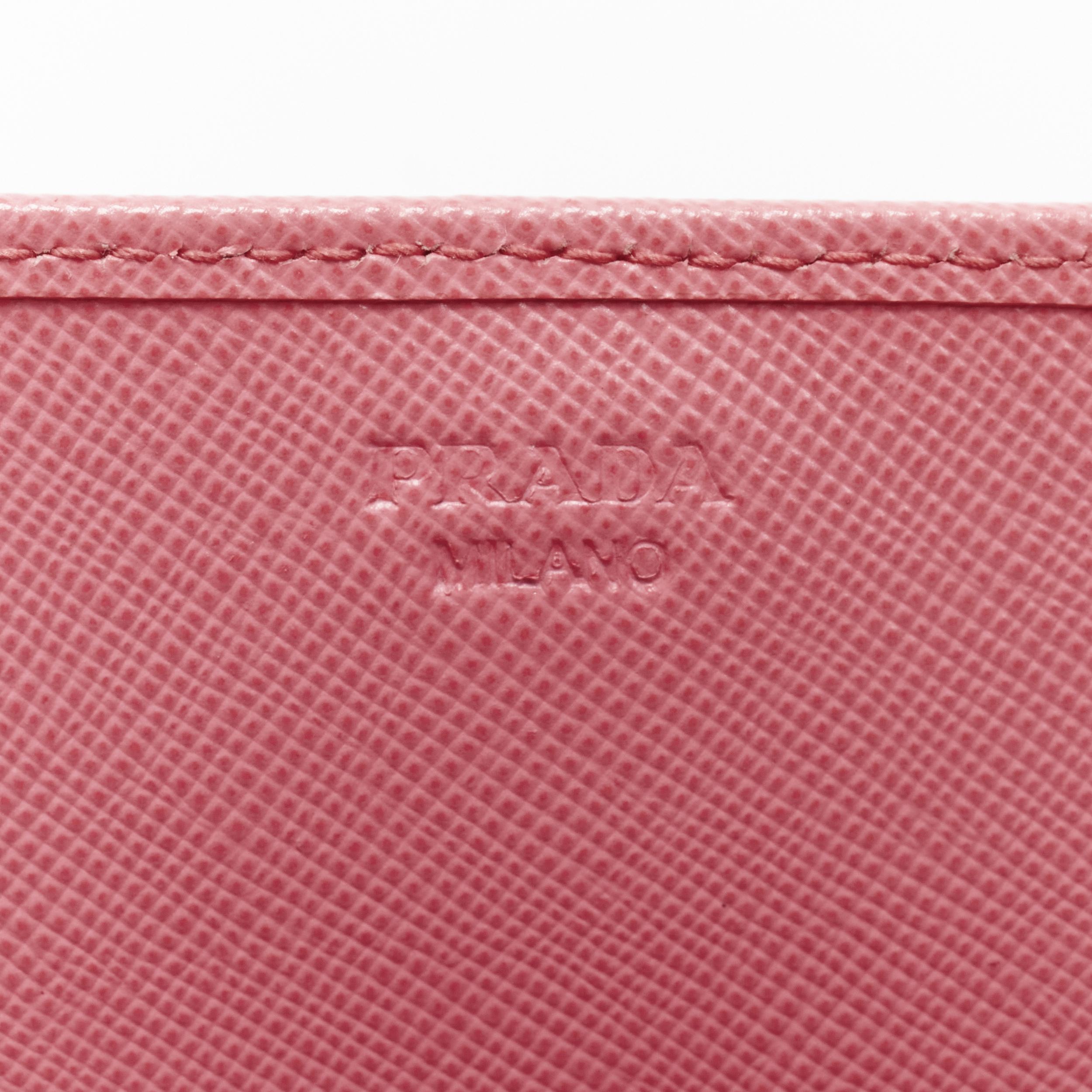 new PRADA pink saffiano gold logo flap wallet on chain clutch bag 2