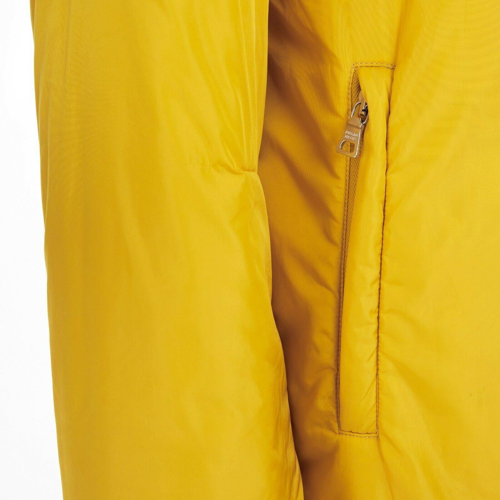 Men's new PRADA Red Line yellow polyester padded long length snowboard jacket IT46 S