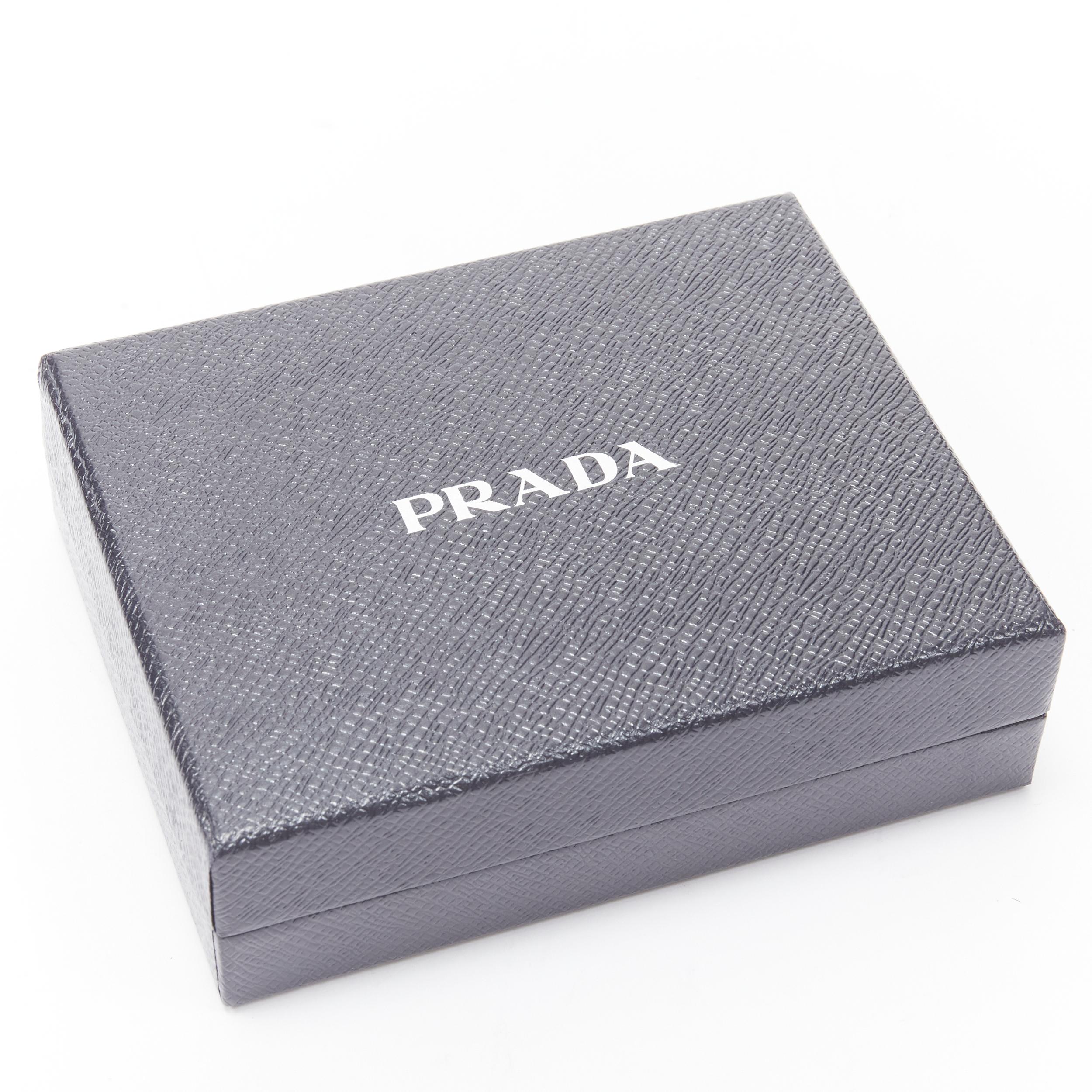 new PRADA Robot blue silver saffiano leather logo bolt pocket keyring bag charm 3